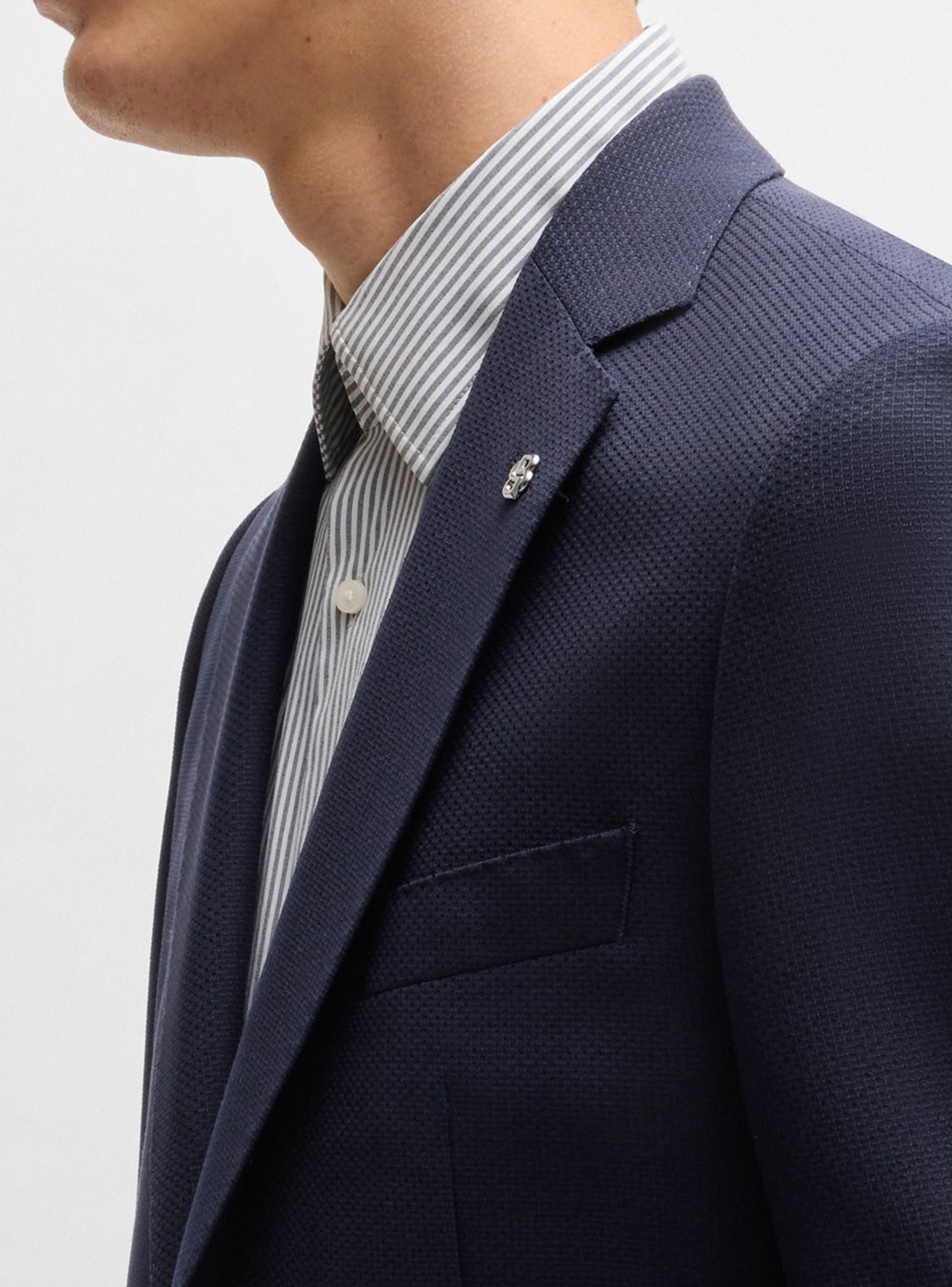 BOSS Regular Fit Micro Pattern Blazer H-Janson-233 - Dark Blue