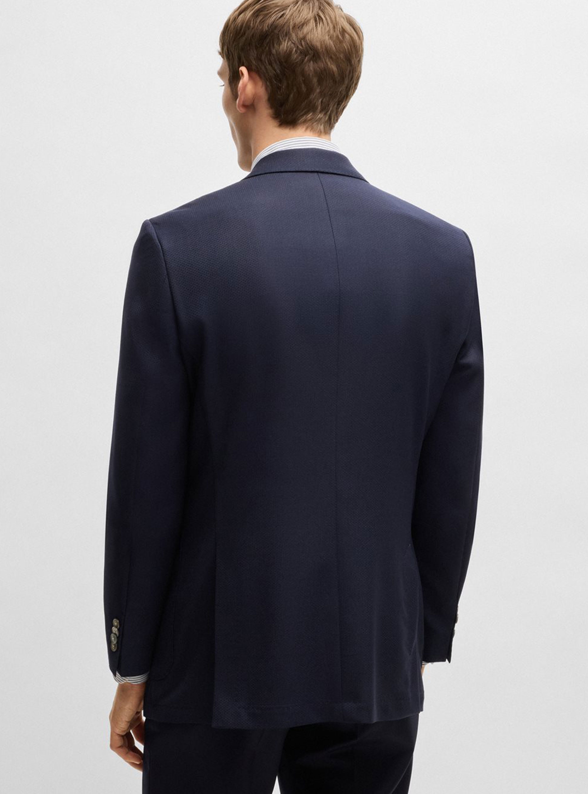 BOSS Regular Fit Micro Pattern Blazer H-Janson-233 - Dark Blue