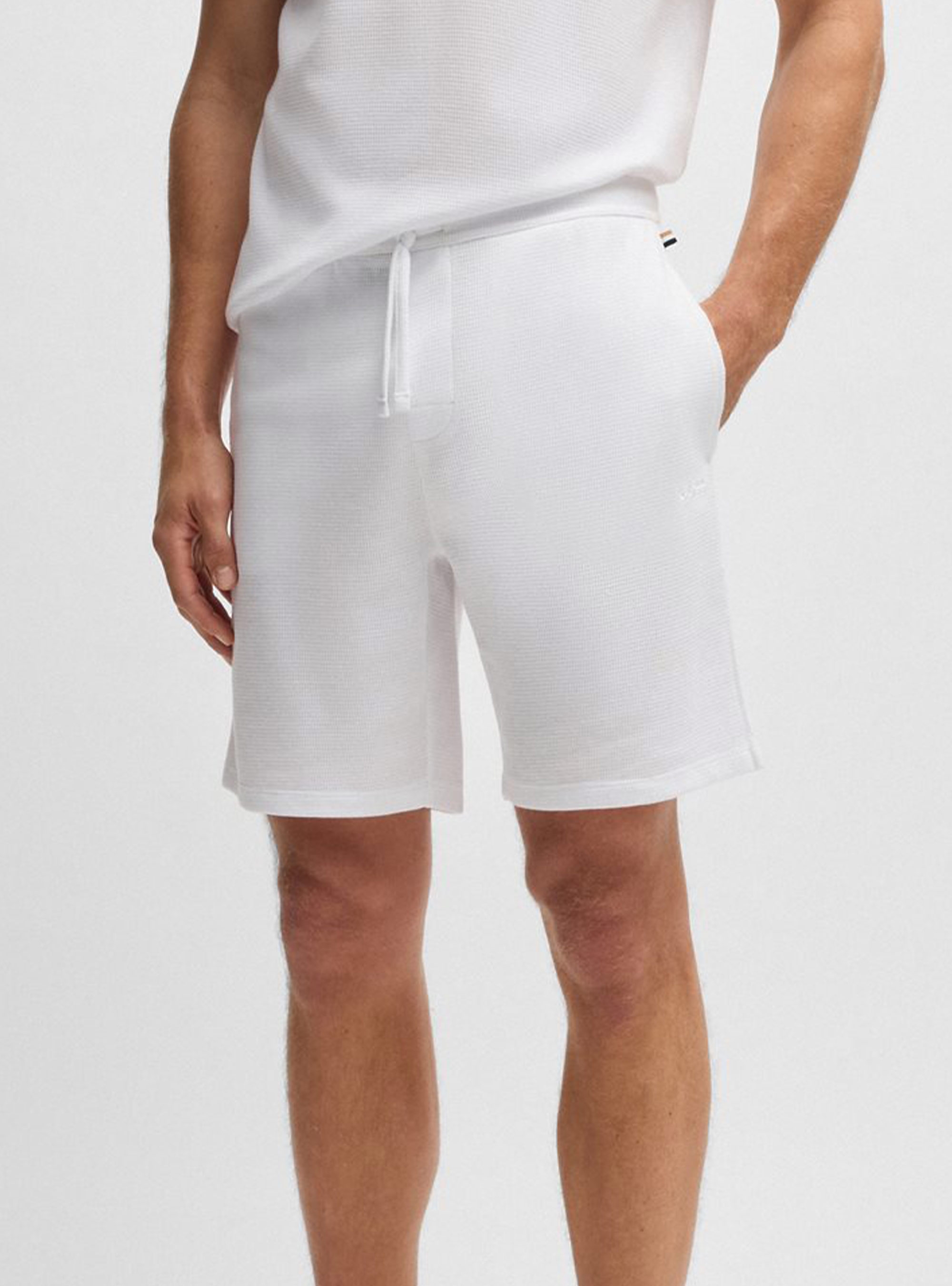 BOSS Waffle-Structured Pyjama Shorts Waffle Shorts - White