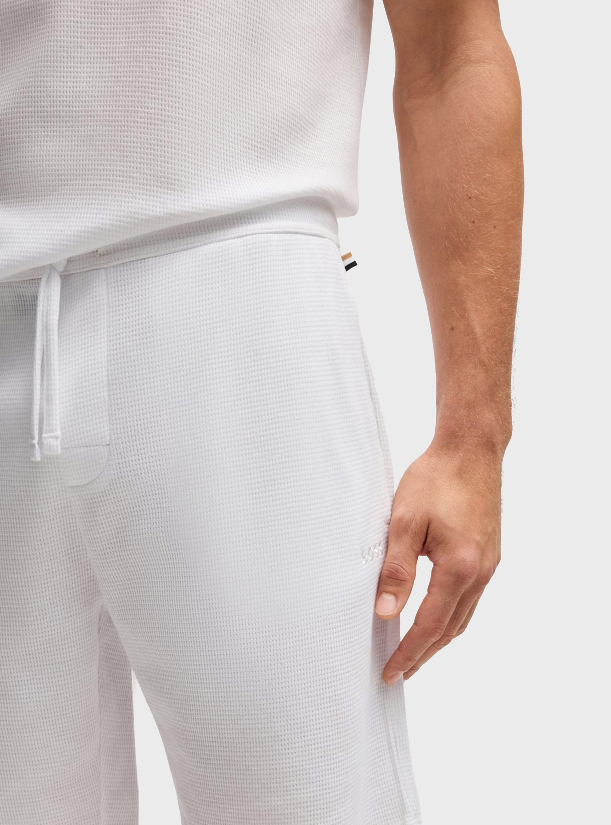 BOSS Waffle-Structured Pyjama Shorts Waffle Shorts - White