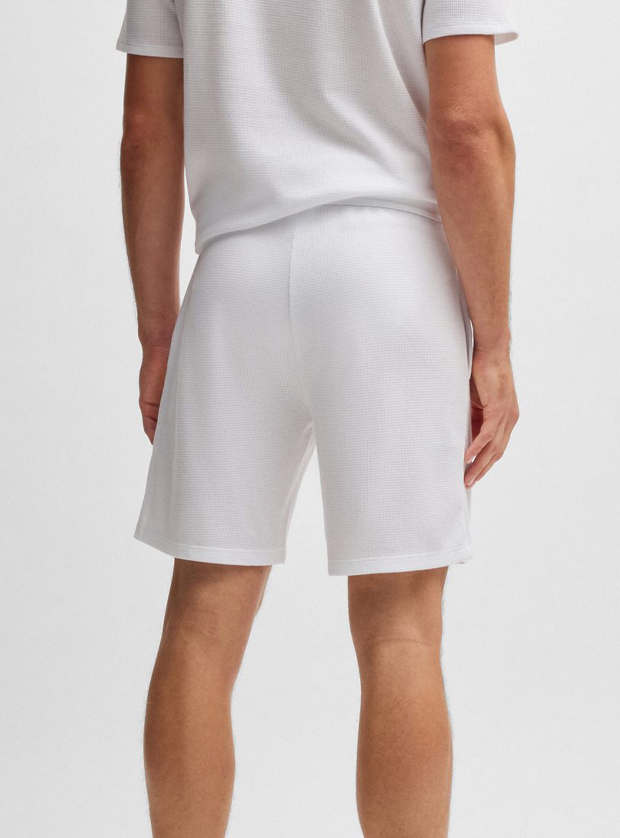 BOSS Waffle-Structured Pyjama Shorts Waffle Shorts - White