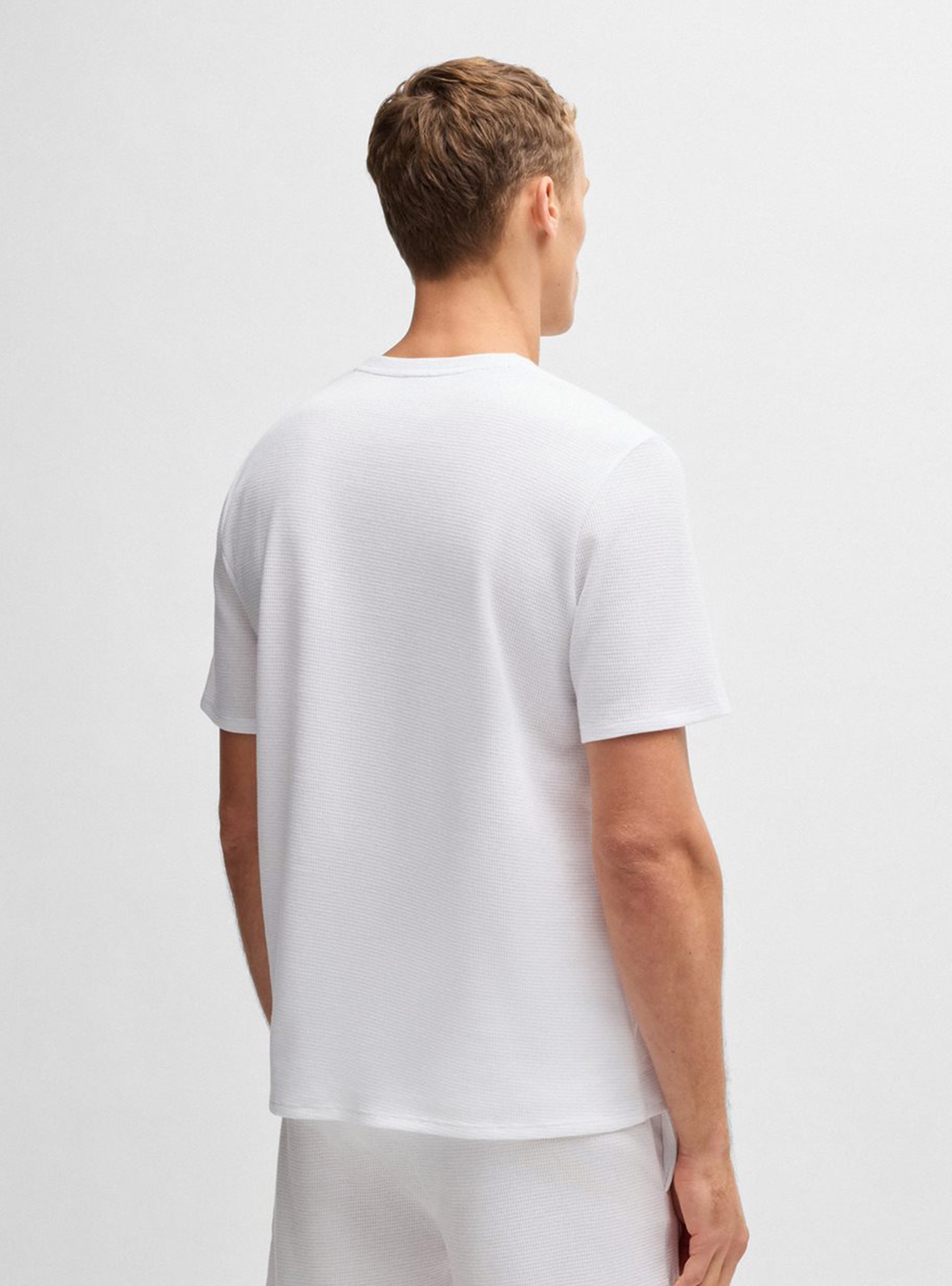 BOSS Waffle-Structured Pyjama T-Shirt Waffle T-Shirt - White