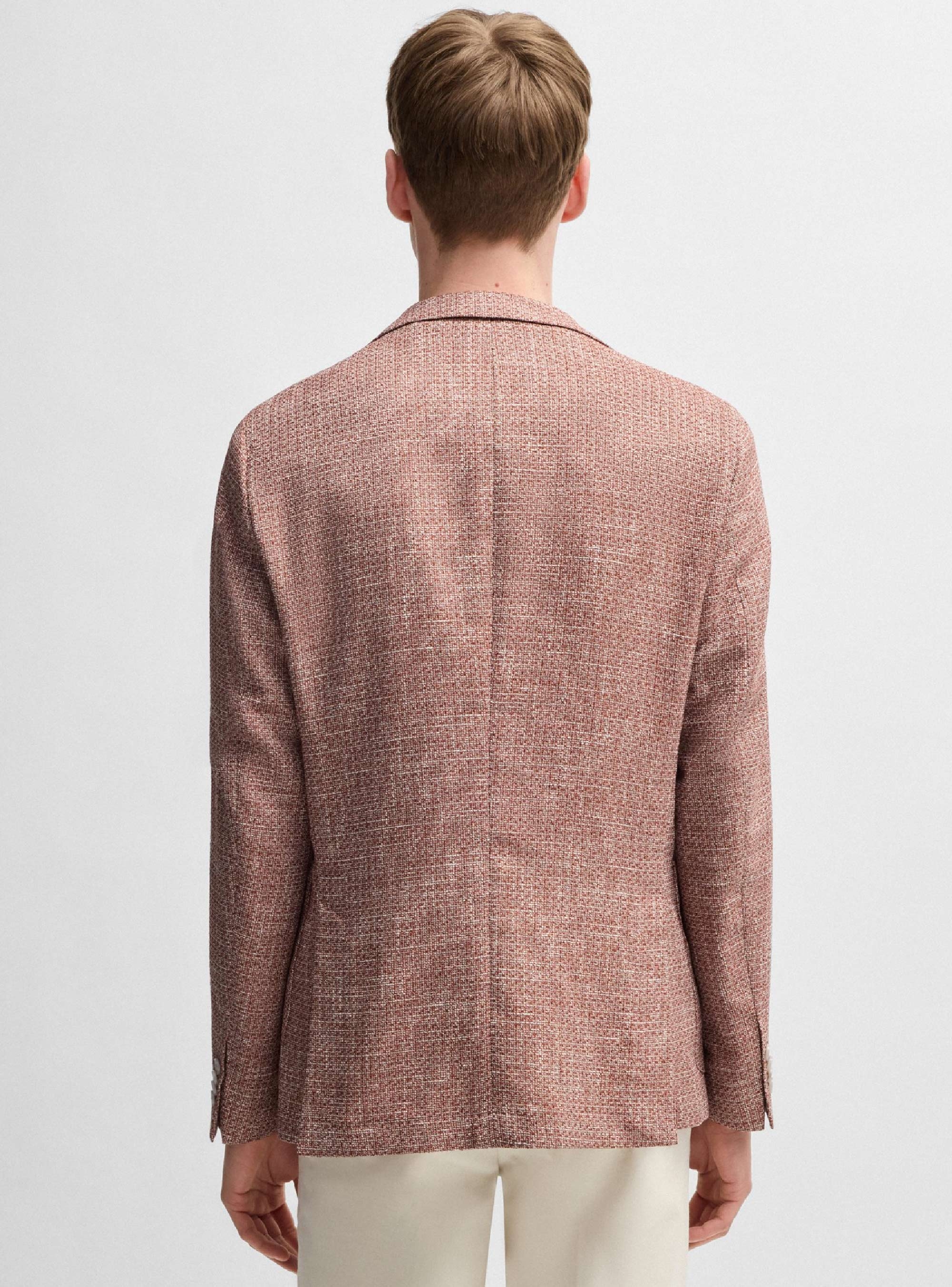BOSS Slim-Fit Micro-Patterned Blazer C-Hanry-252 - Coral