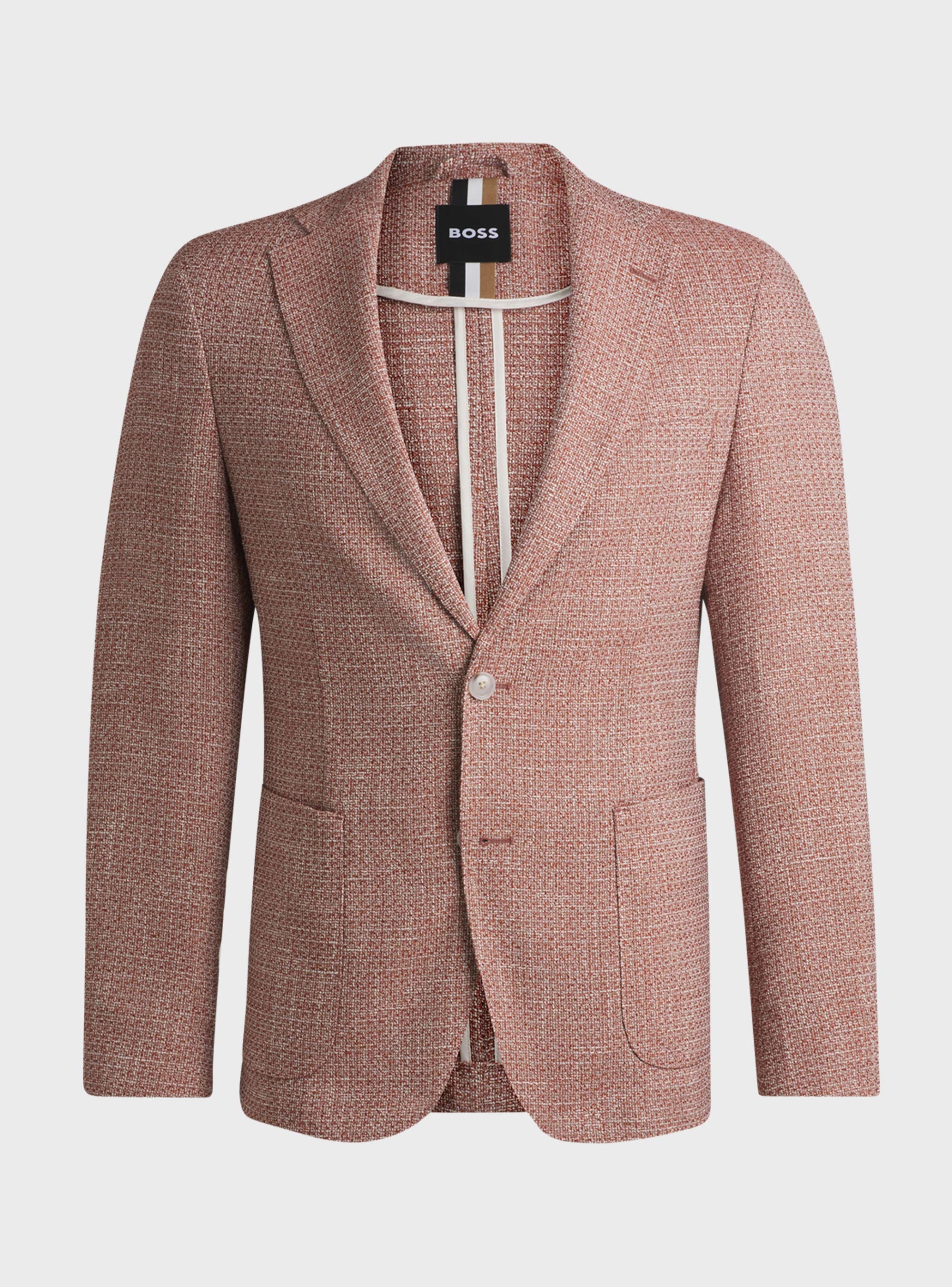 BOSS Slim-Fit Micro-Patterned Blazer C-Hanry-252 - Coral