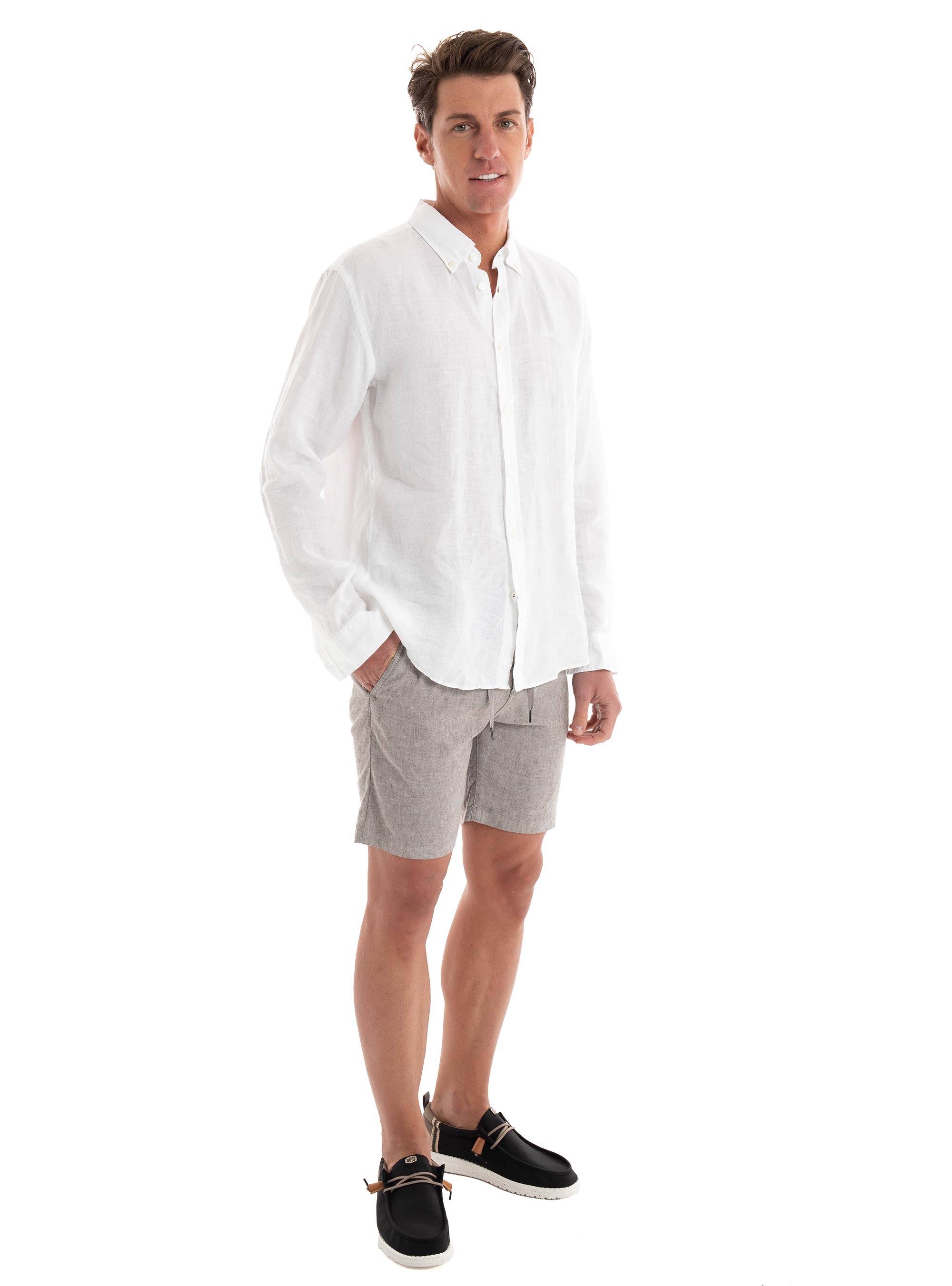 BOSS Linen Blend Tapered Fit Shorts Chino-Tapered-DS-2-S - Brown