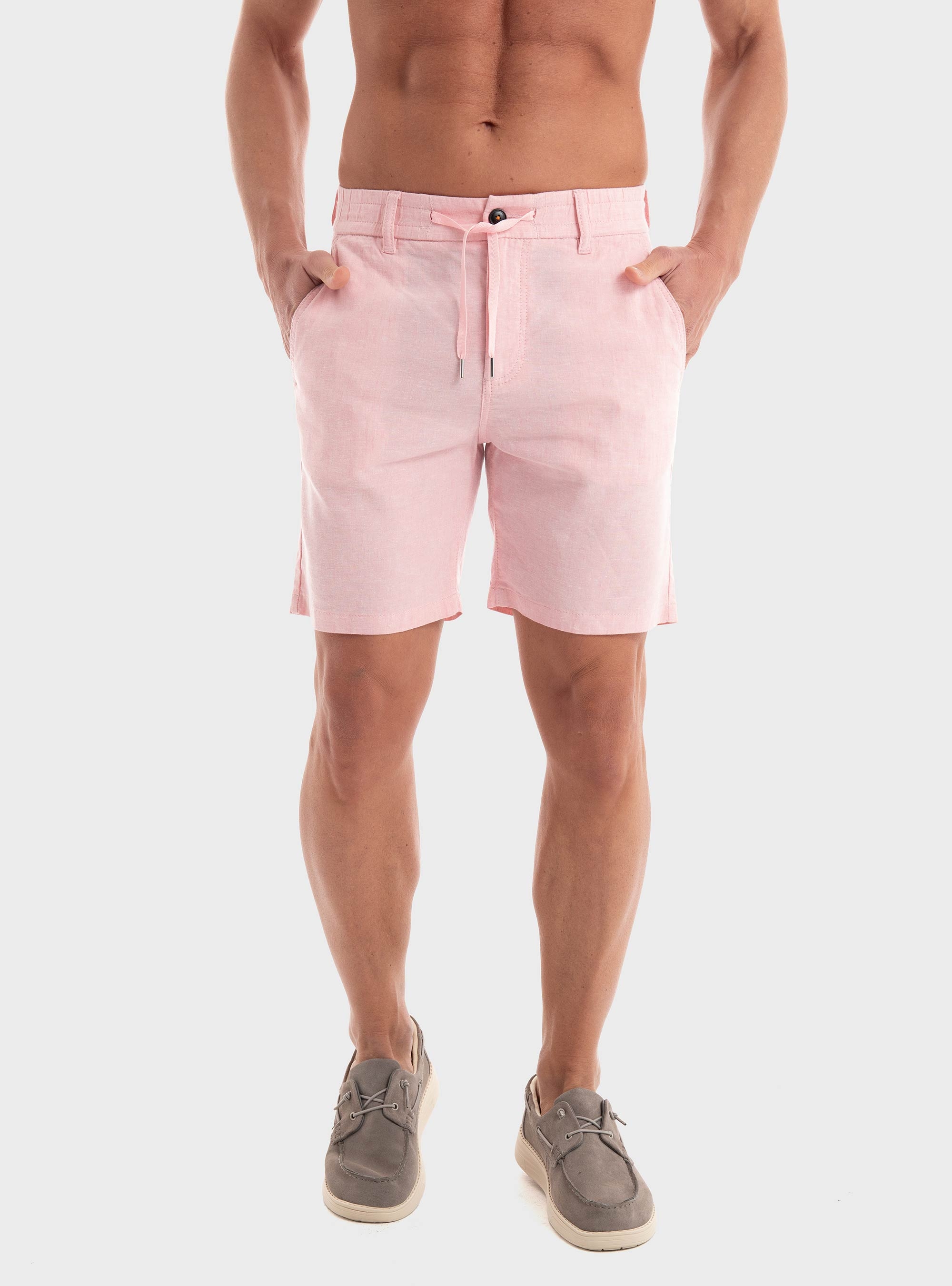 BOSS Linen Blend Tapered Fit Shorts Chino-Tapered-DS-2-S - Pink