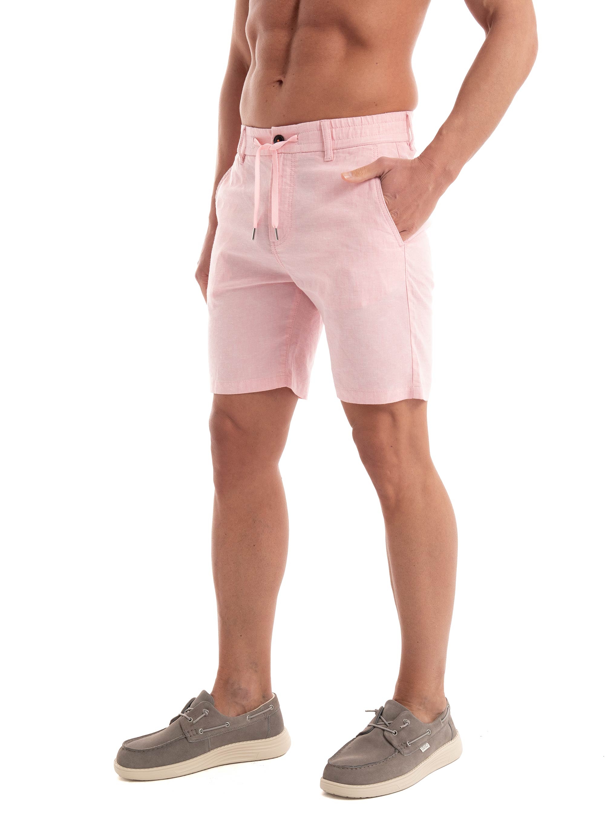 BOSS Linen Blend Tapered Fit Shorts Chino-Tapered-DS-2-S - Pink