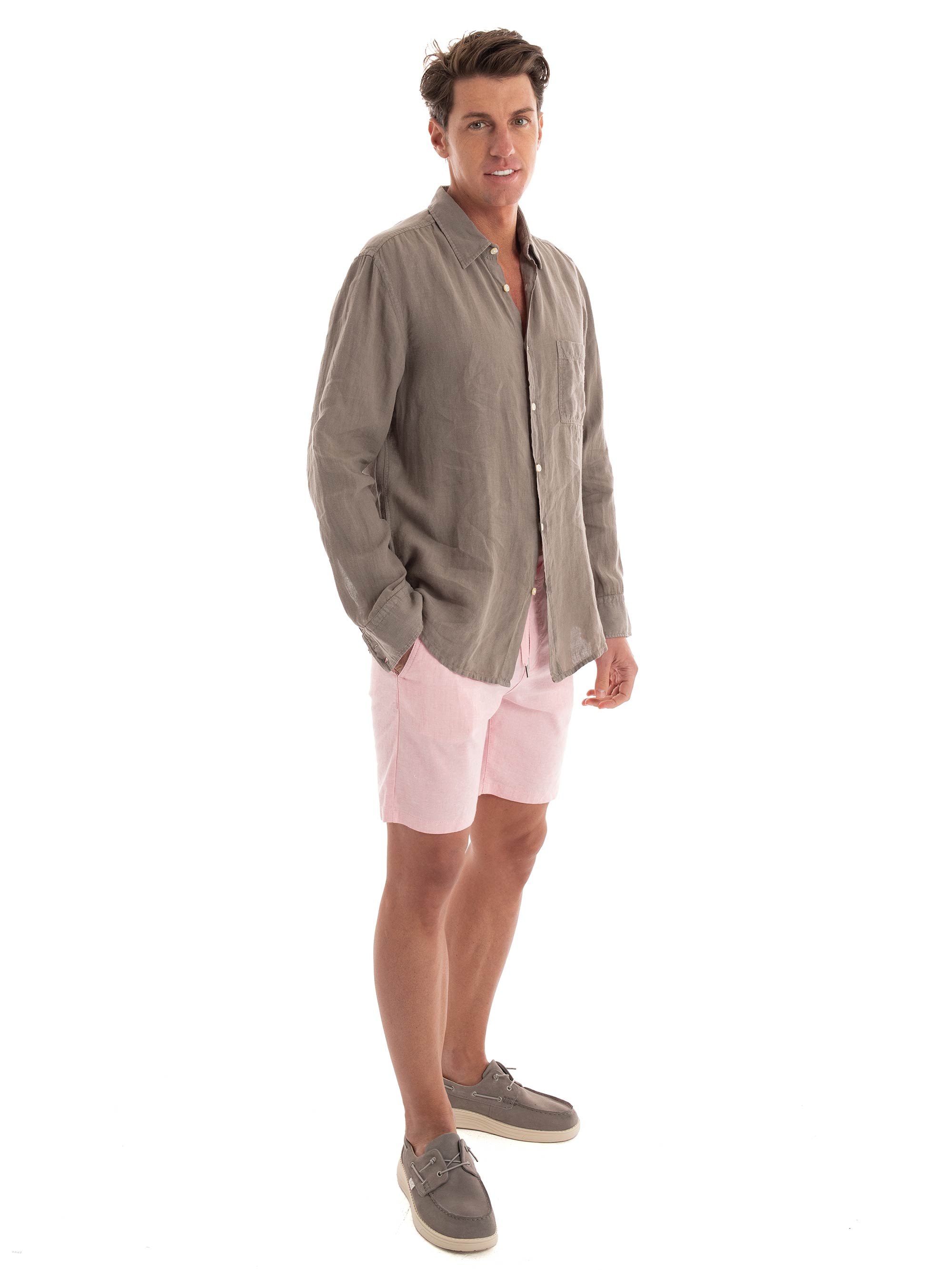BOSS Linen Blend Tapered Fit Shorts Chino-Tapered-DS-2-S - Pink