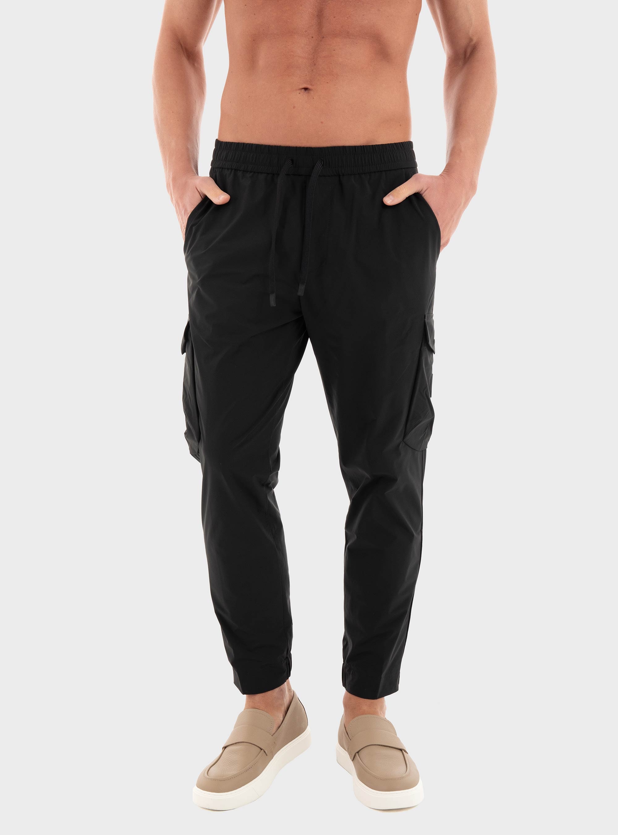 BOSS Tapered-Fit Trousers In Easy-Iron Stretch Poplin T_Urbanex-CargoLight - Black