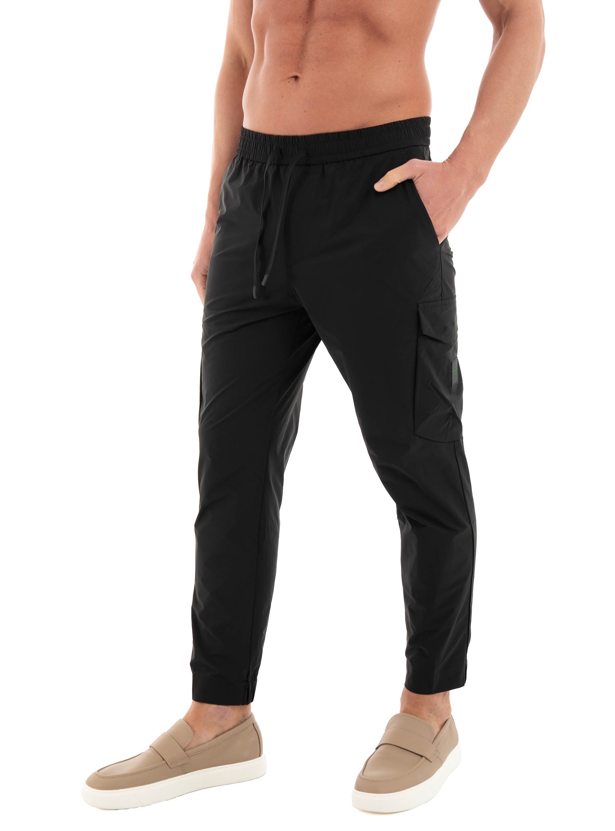 BOSS Tapered-Fit Trousers In Easy-Iron Stretch Poplin T_Urbanex-CargoLight - Black