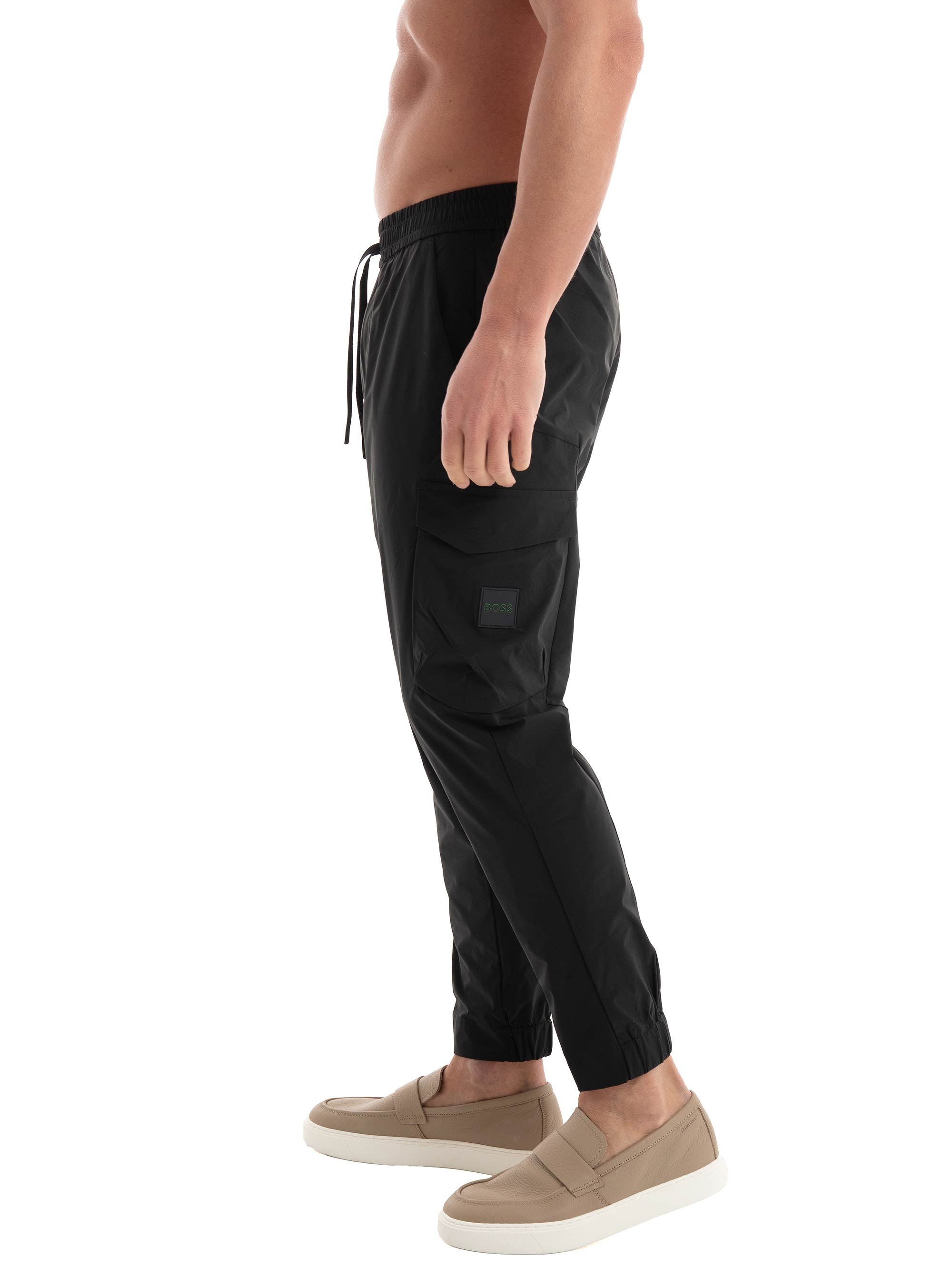 BOSS Tapered-Fit Trousers In Easy-Iron Stretch Poplin T_Urbanex-CargoLight - Black