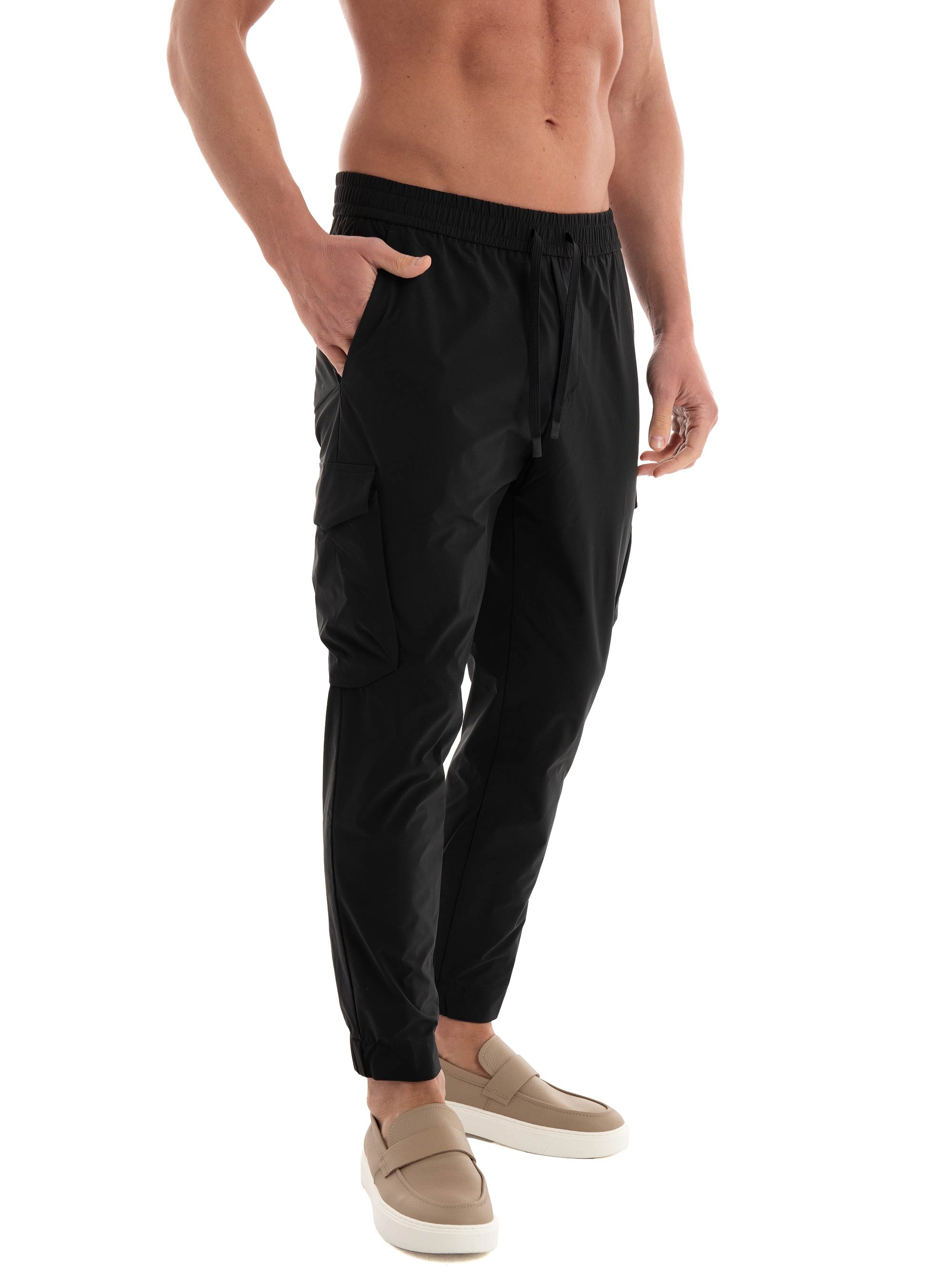 BOSS Tapered-Fit Trousers In Easy-Iron Stretch Poplin T_Urbanex-CargoLight - Black