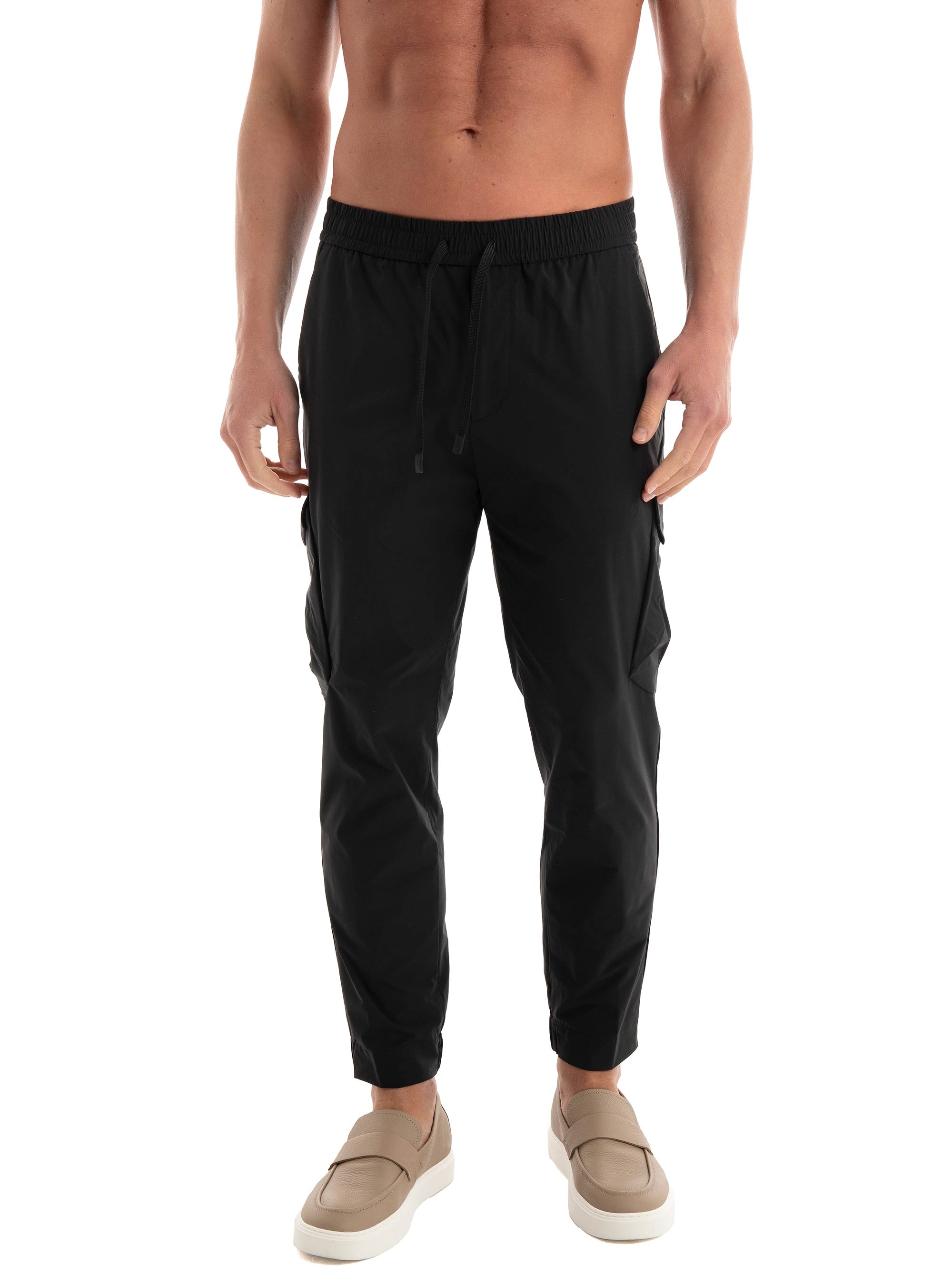 BOSS Tapered-Fit Trousers In Easy-Iron Stretch Poplin T_Urbanex-CargoLight - Black