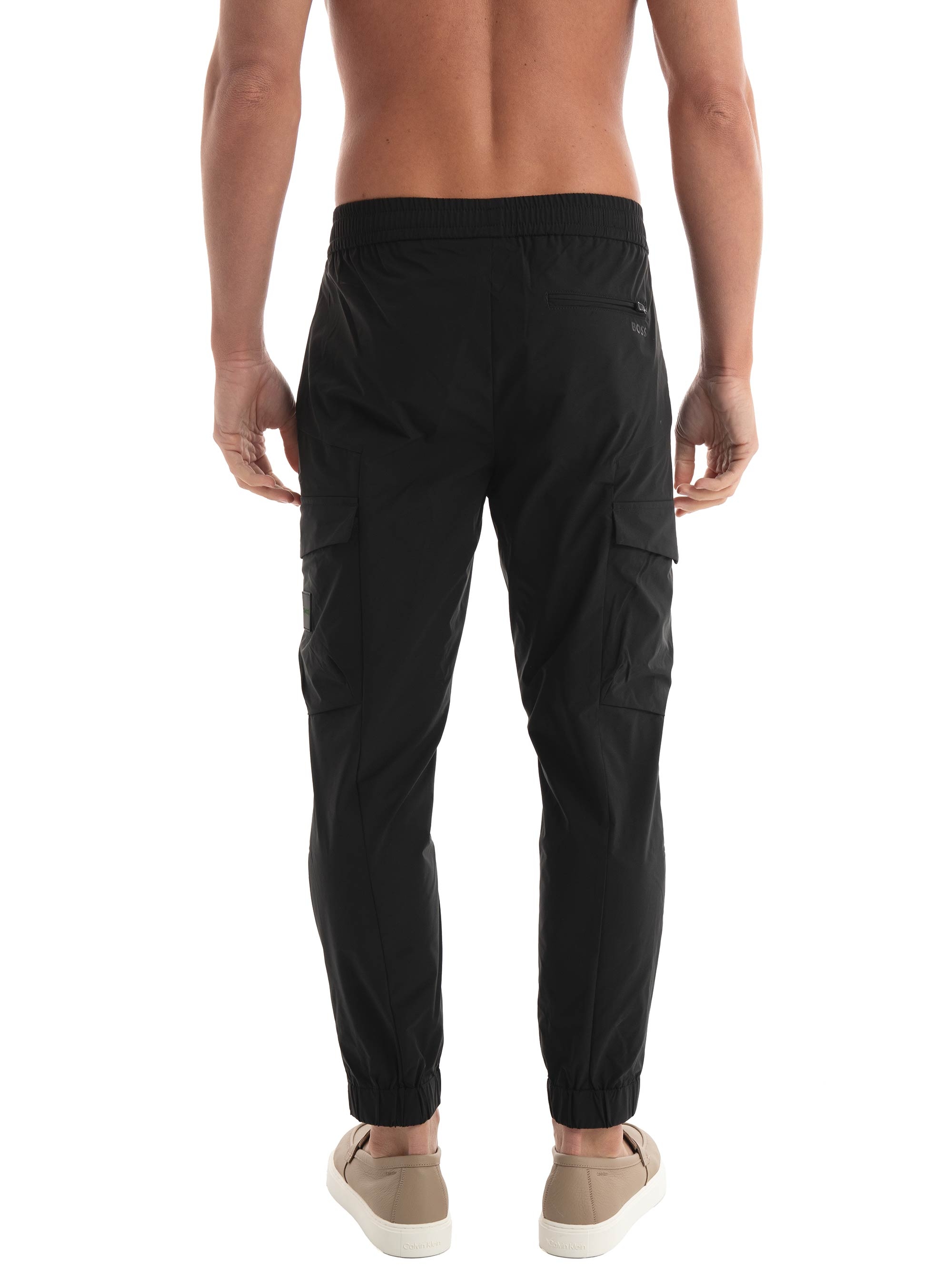 BOSS Tapered-Fit Trousers In Easy-Iron Stretch Poplin T_Urbanex-CargoLight - Black