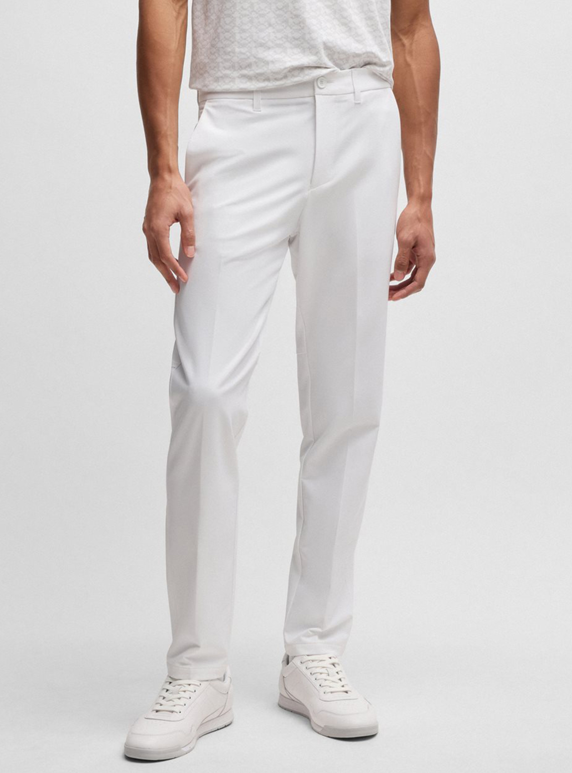 BOSS Slim Fit Water Repellent Trousers T_Commuter-Slim - White