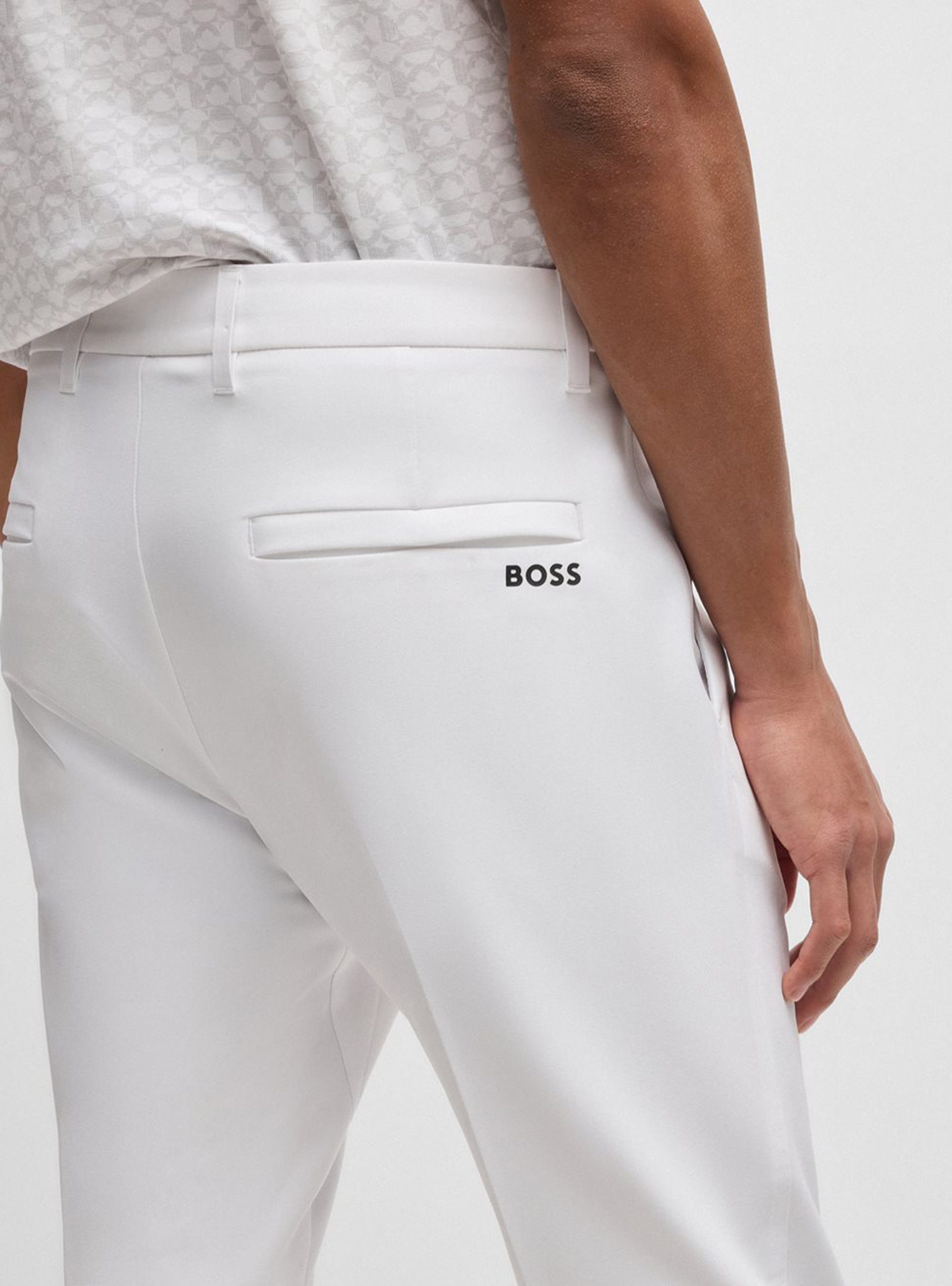 BOSS Slim Fit Water Repellent Trousers T_Commuter-Slim - White