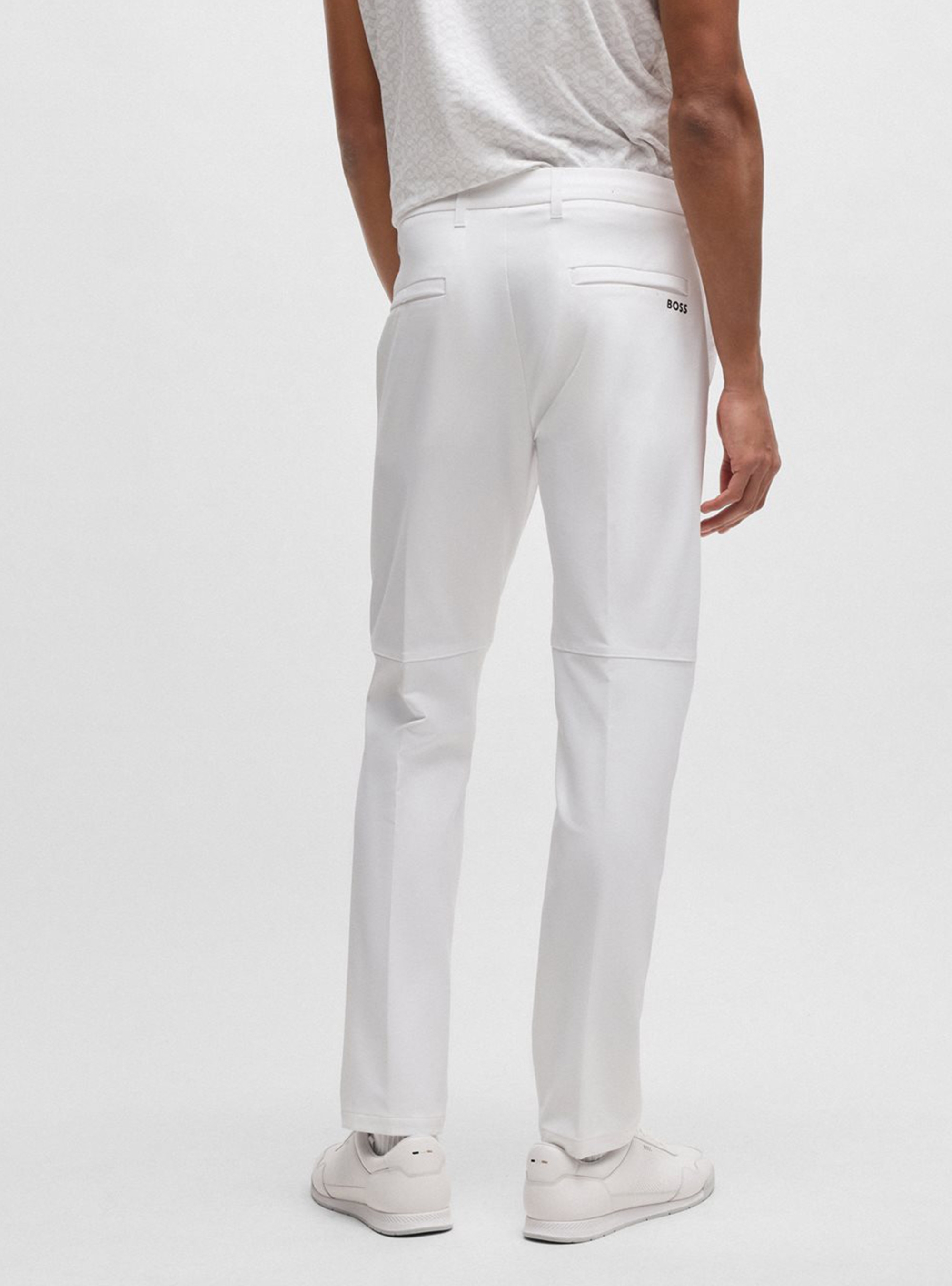 BOSS Slim Fit Water Repellent Trousers T_Commuter-Slim - White
