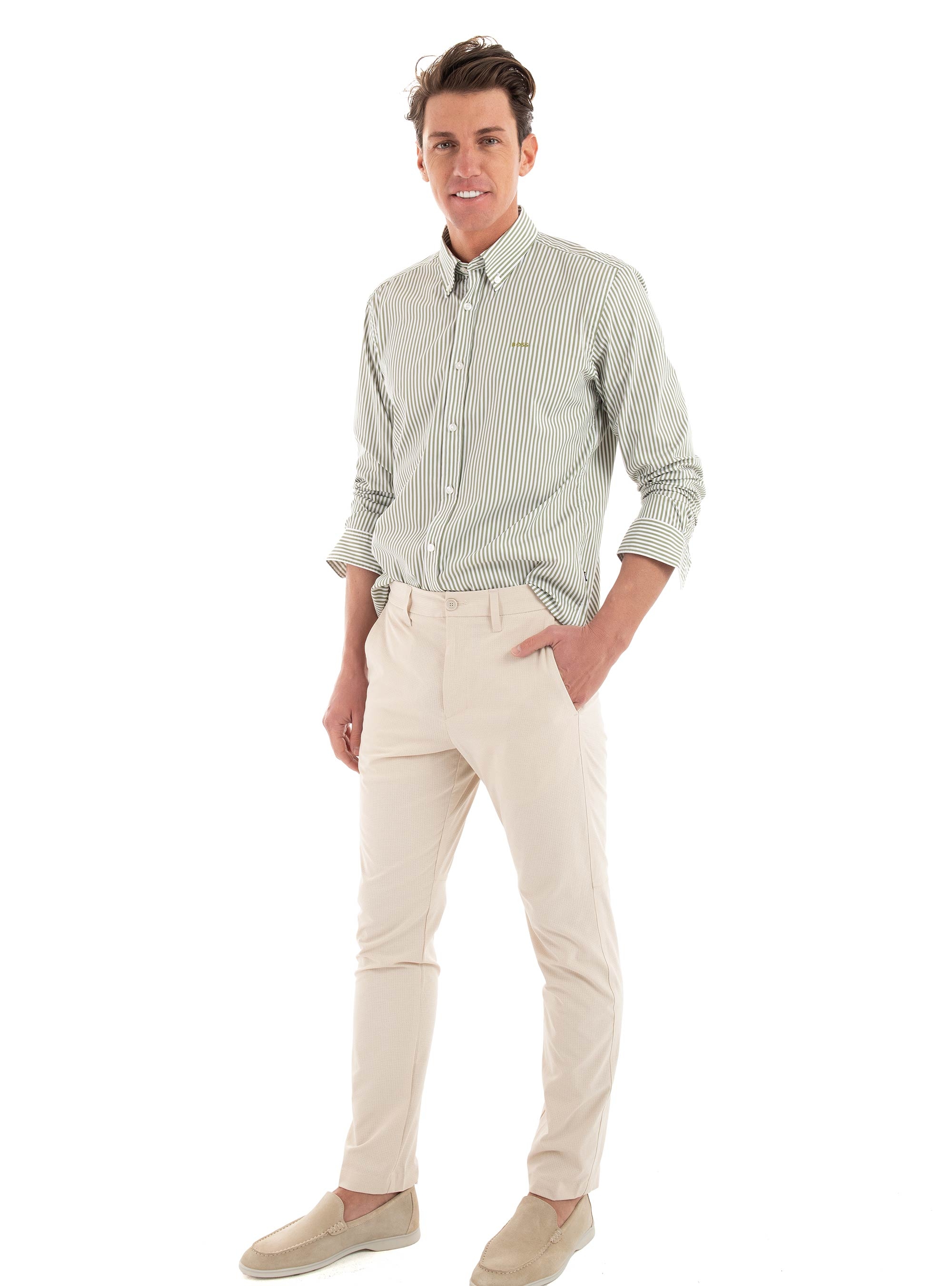 BOSS Regular Fit Water Repellent Trousers T_Commuter-Hop - Light Beige