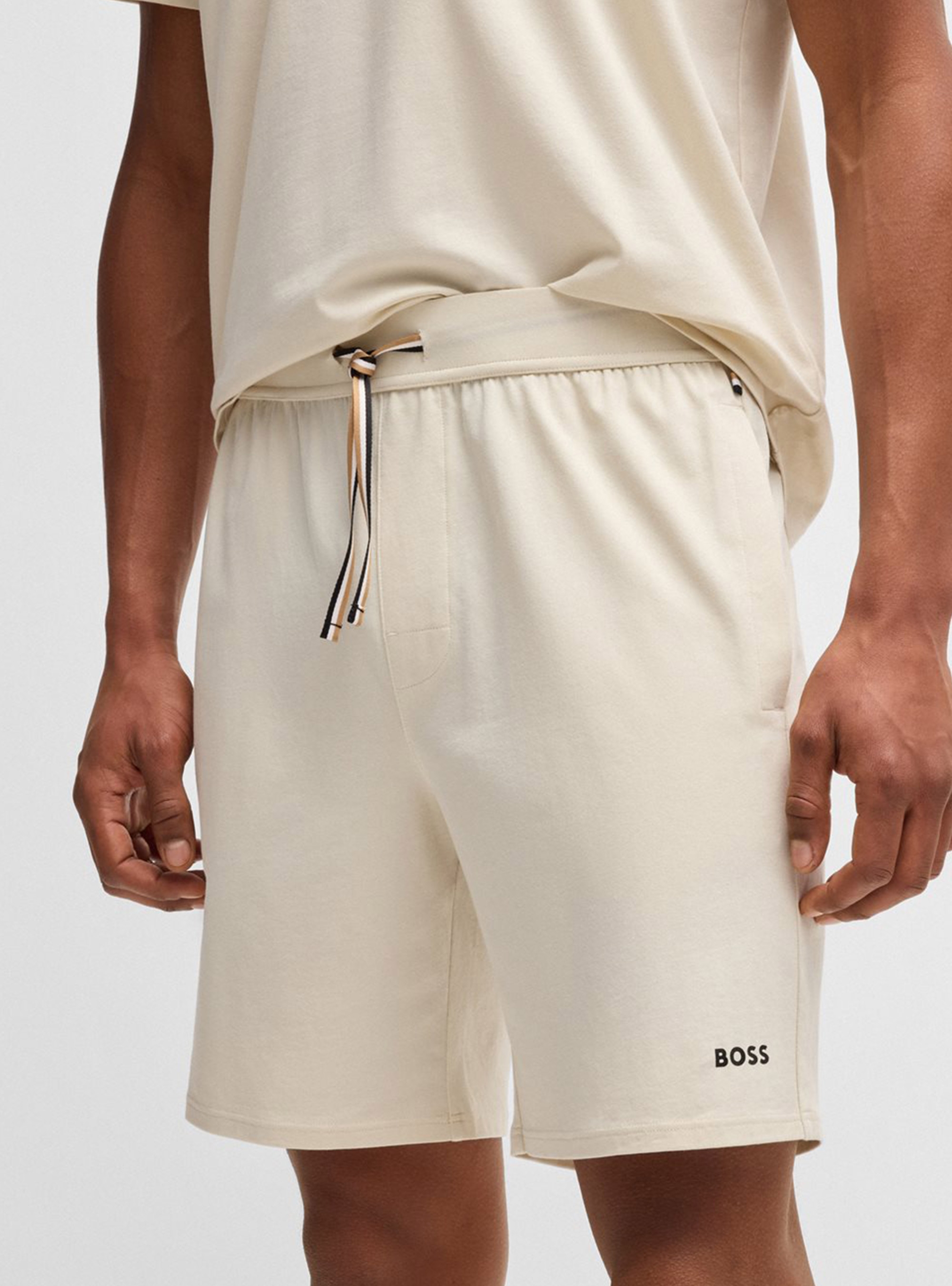 BOSS Stretch-Cotton Pyjama Shorts Unique Shorts CW - Ecru