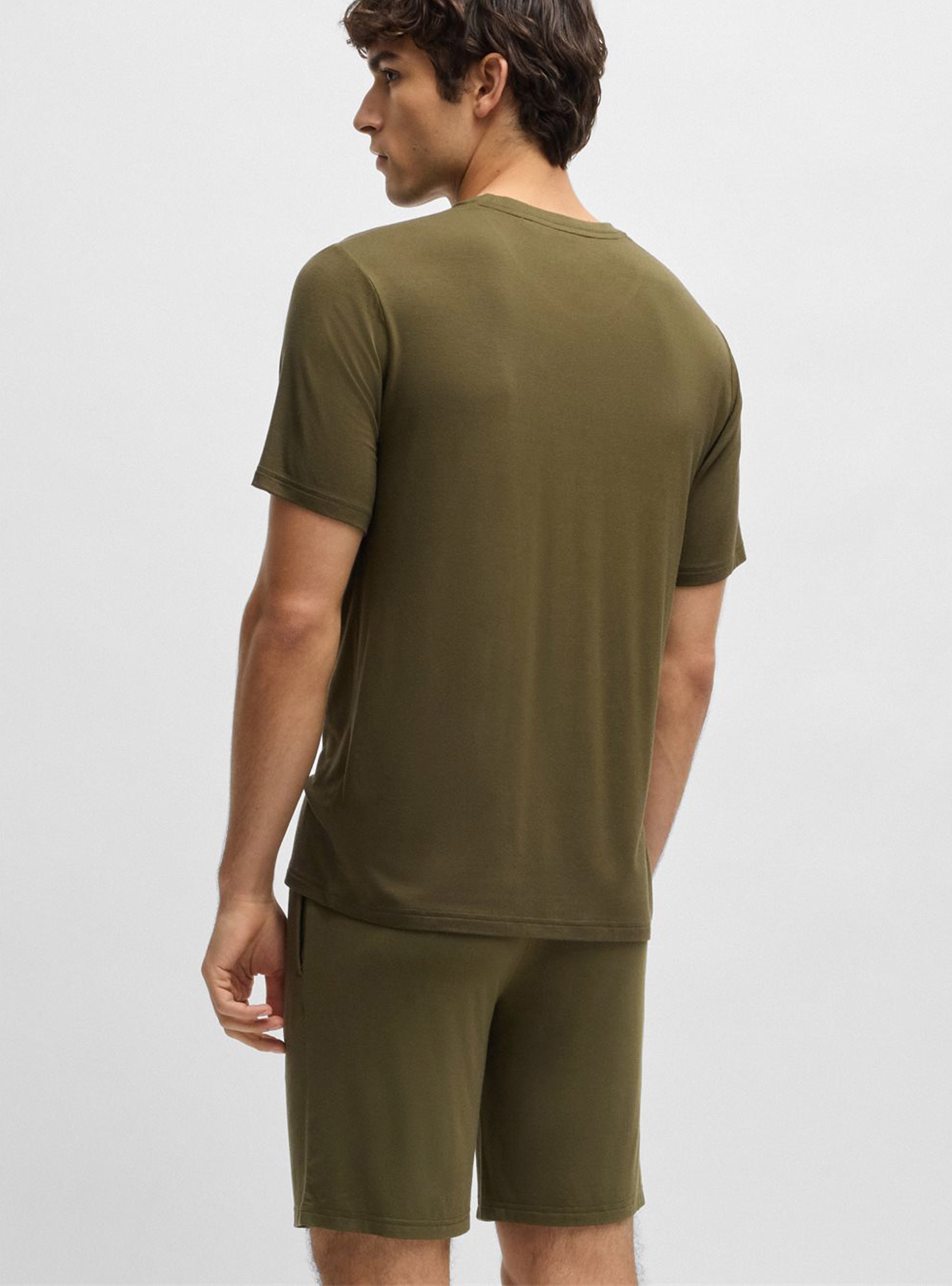 BOSS Stretch-Cotton Pyjama Set Bamboo Short Set - Dark Olive Green