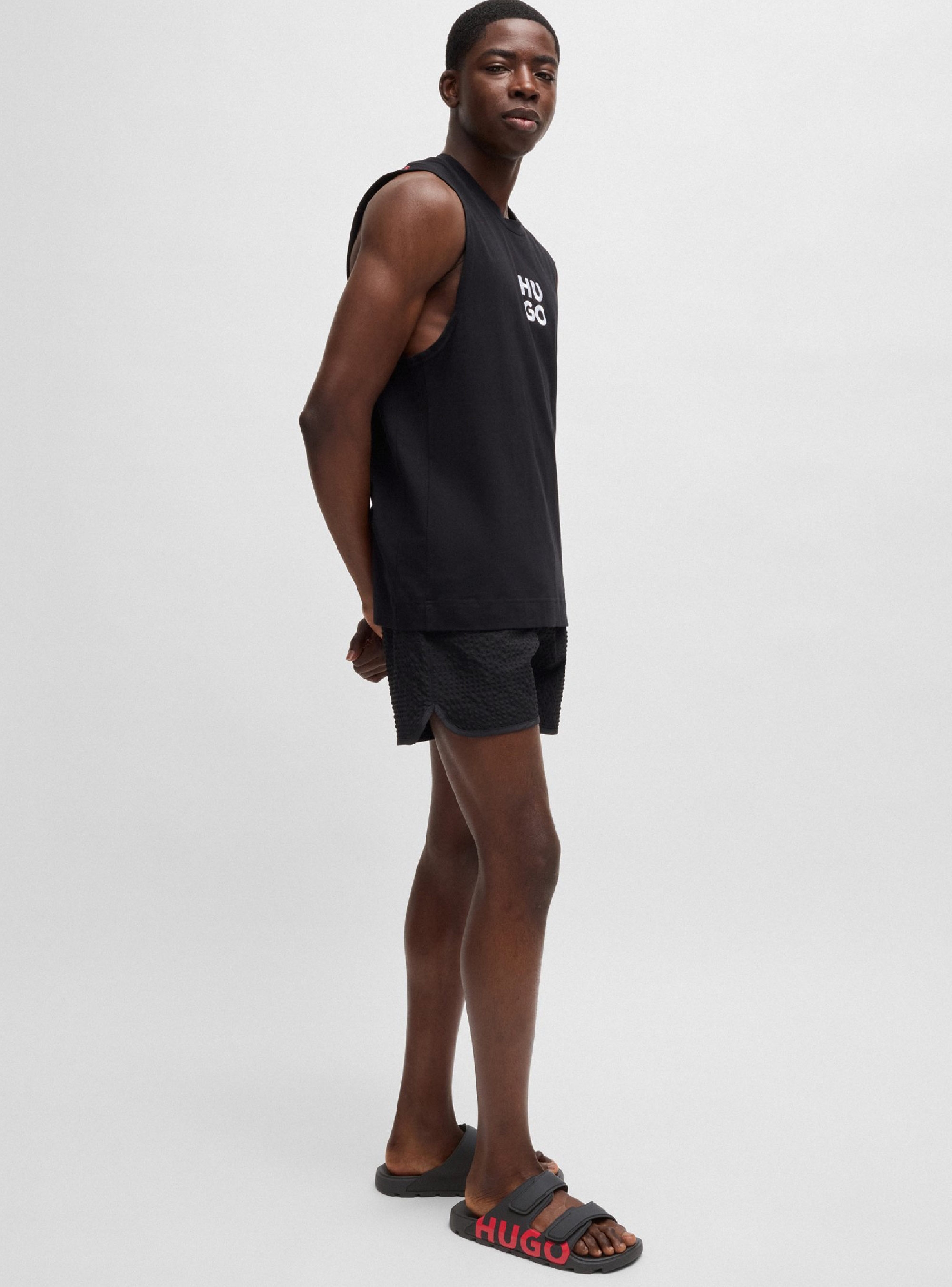 HUGO Logo Sandals With Double Touch-Closure Straps Evander_Sand_lg - Black