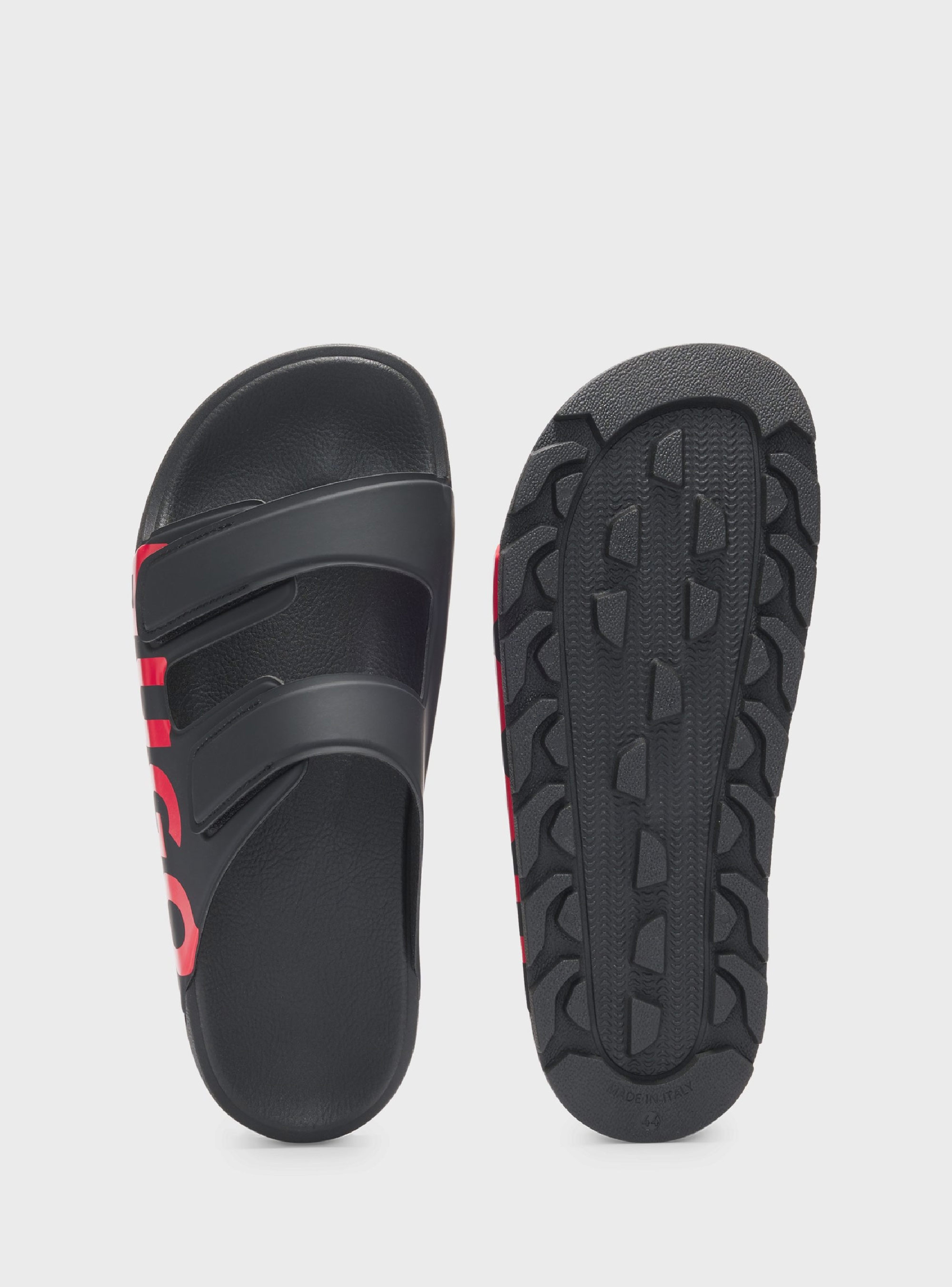 HUGO Logo Sandals With Double Touch-Closure Straps Evander_Sand_lg - Black