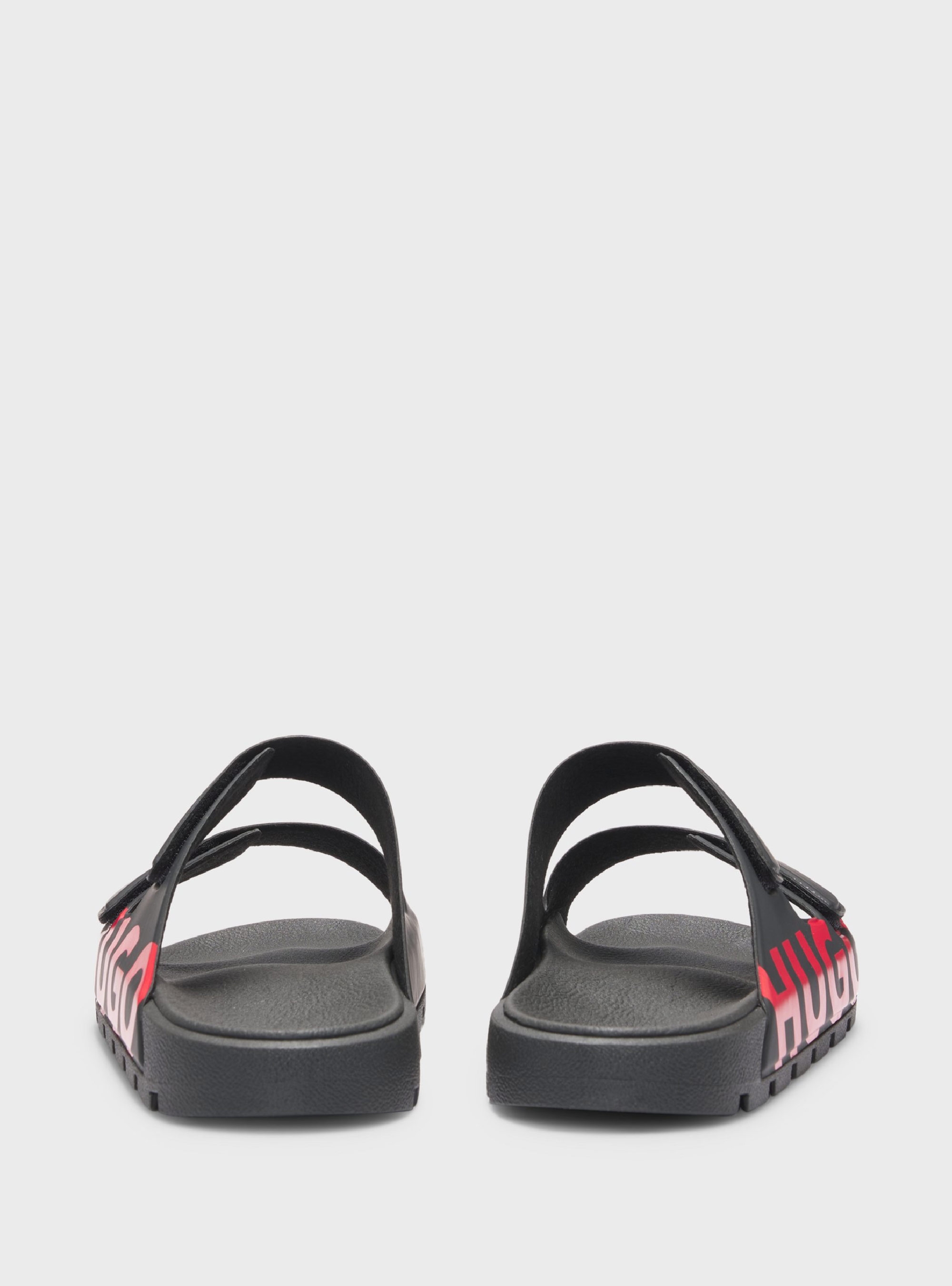 HUGO Logo Sandals With Double Touch-Closure Straps Evander_Sand_lg - Black