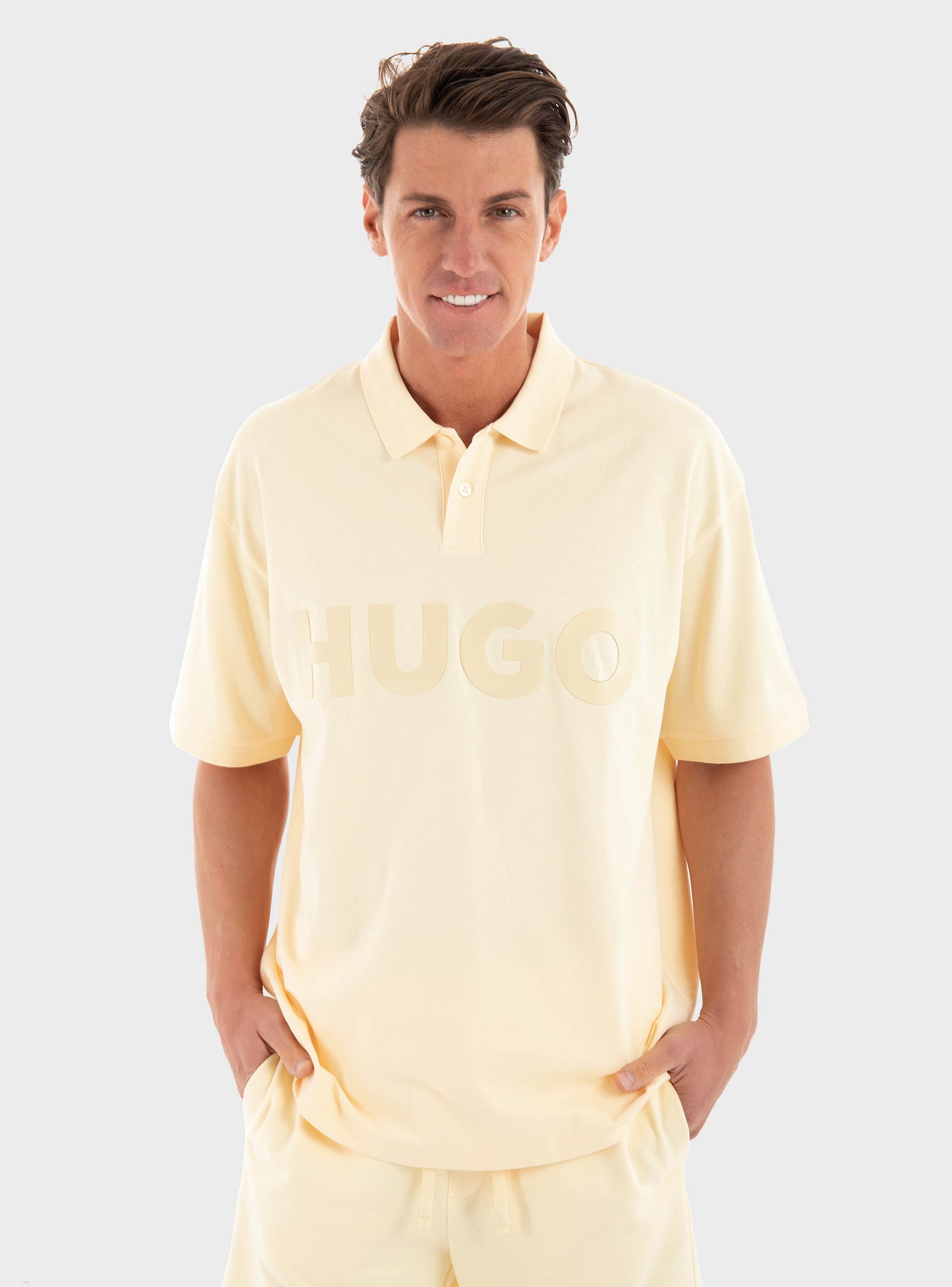 HUGO Relaxed Fit Polo Shirt Doniee - Yellow