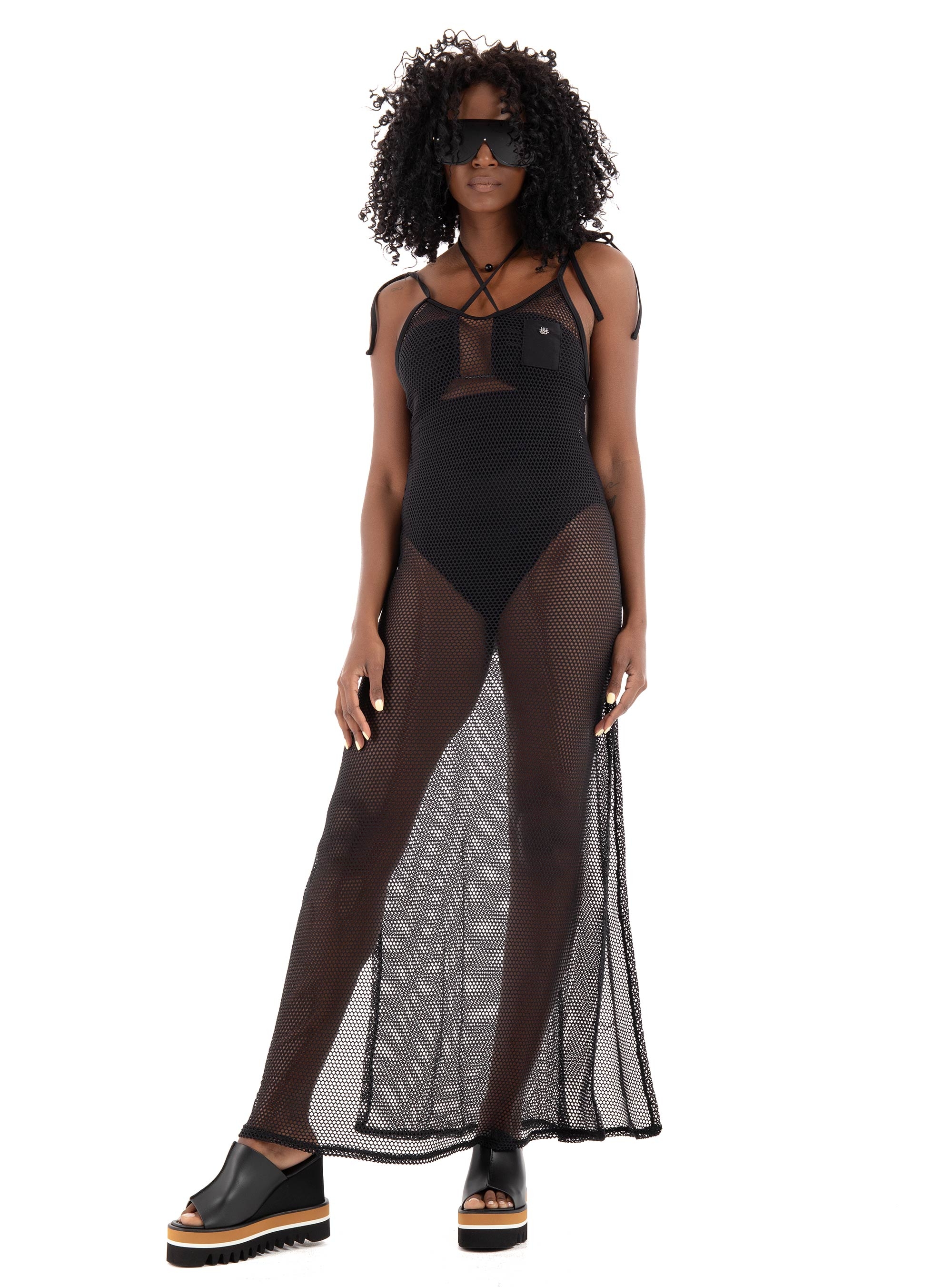 HUGO Mesh Beach DRESS - Black