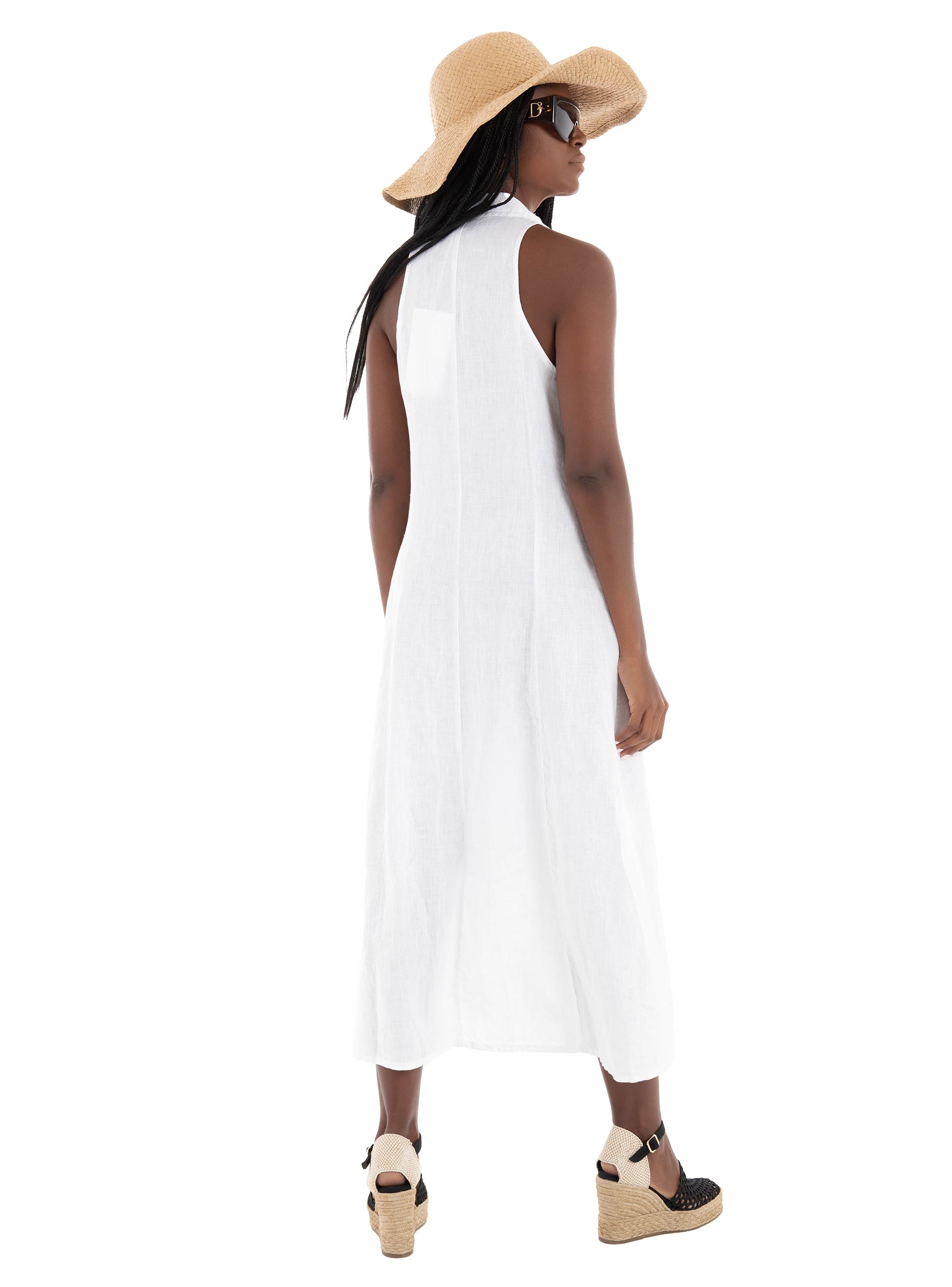 Black & Black  Shirt Dress - White