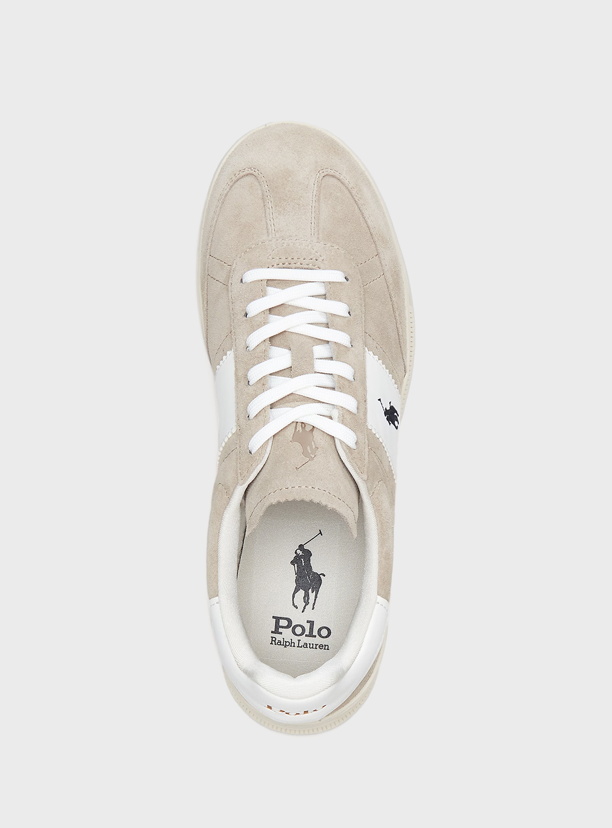 Polo Ralph Lauren Heritage Aera Suede Trainers - Ecru