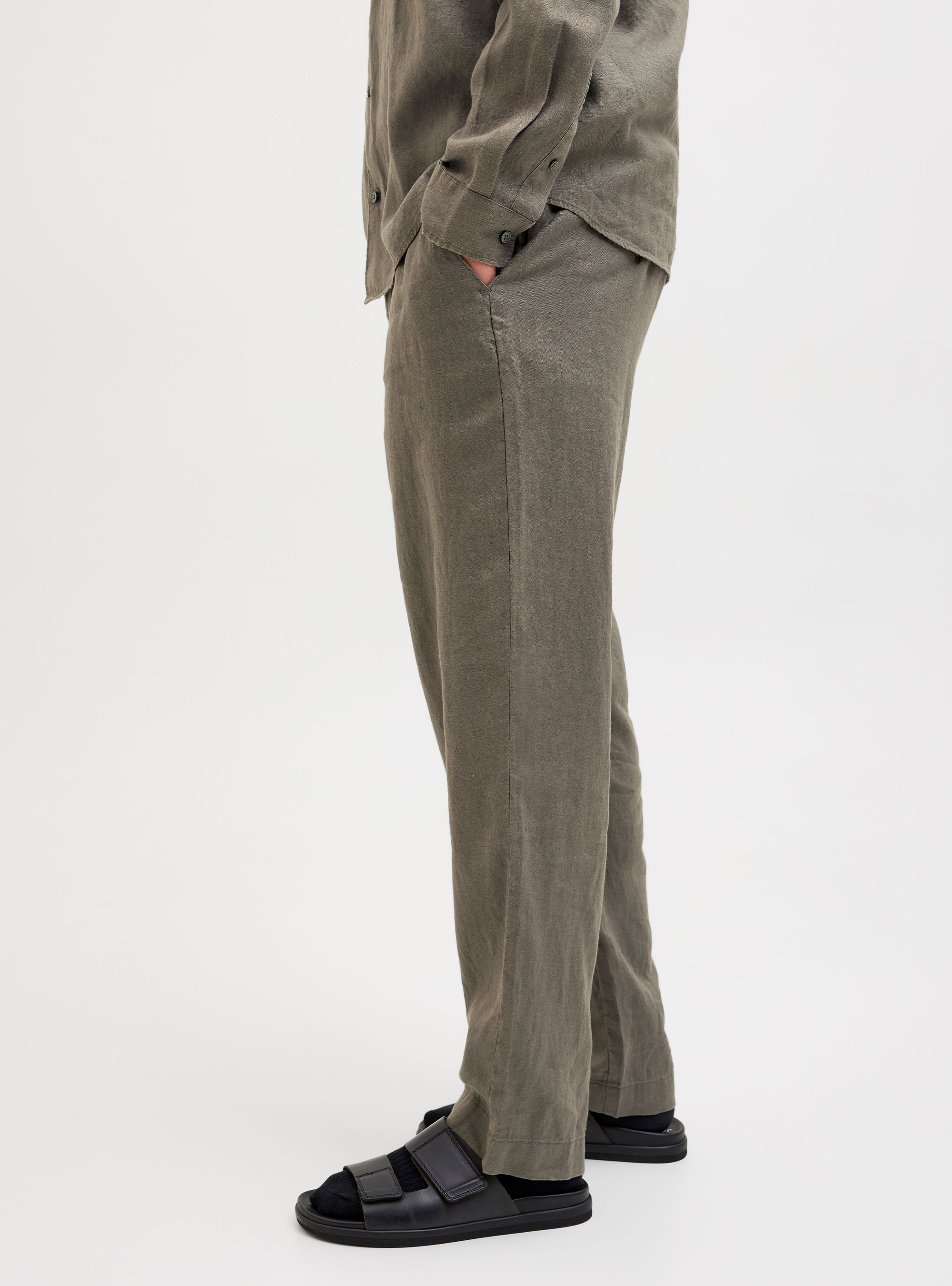 Jack & Jones Karl Lawrence Linen Chinos - Khaki