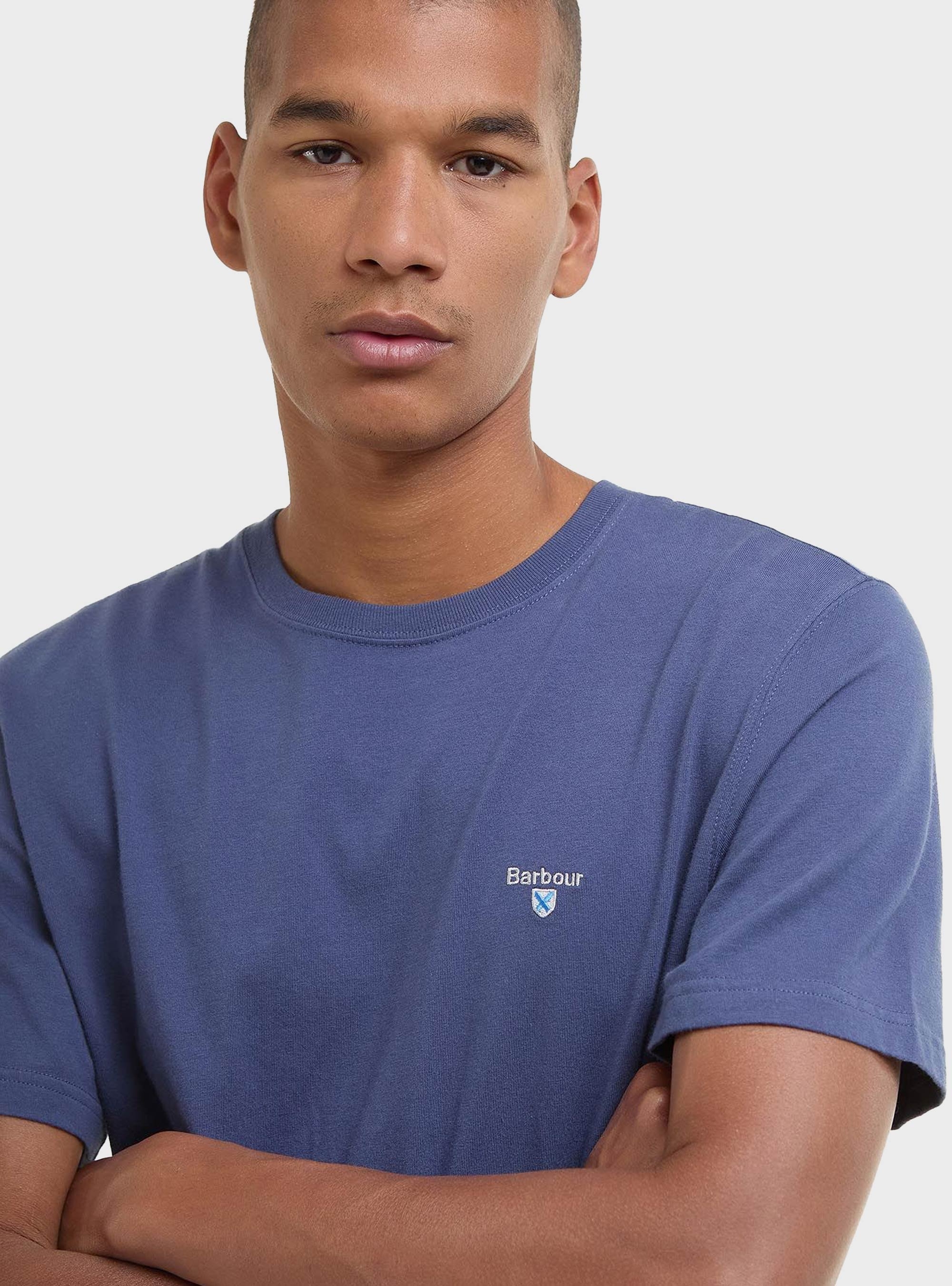 Barbour Tartan Sports T-Shirt - Sky Blue