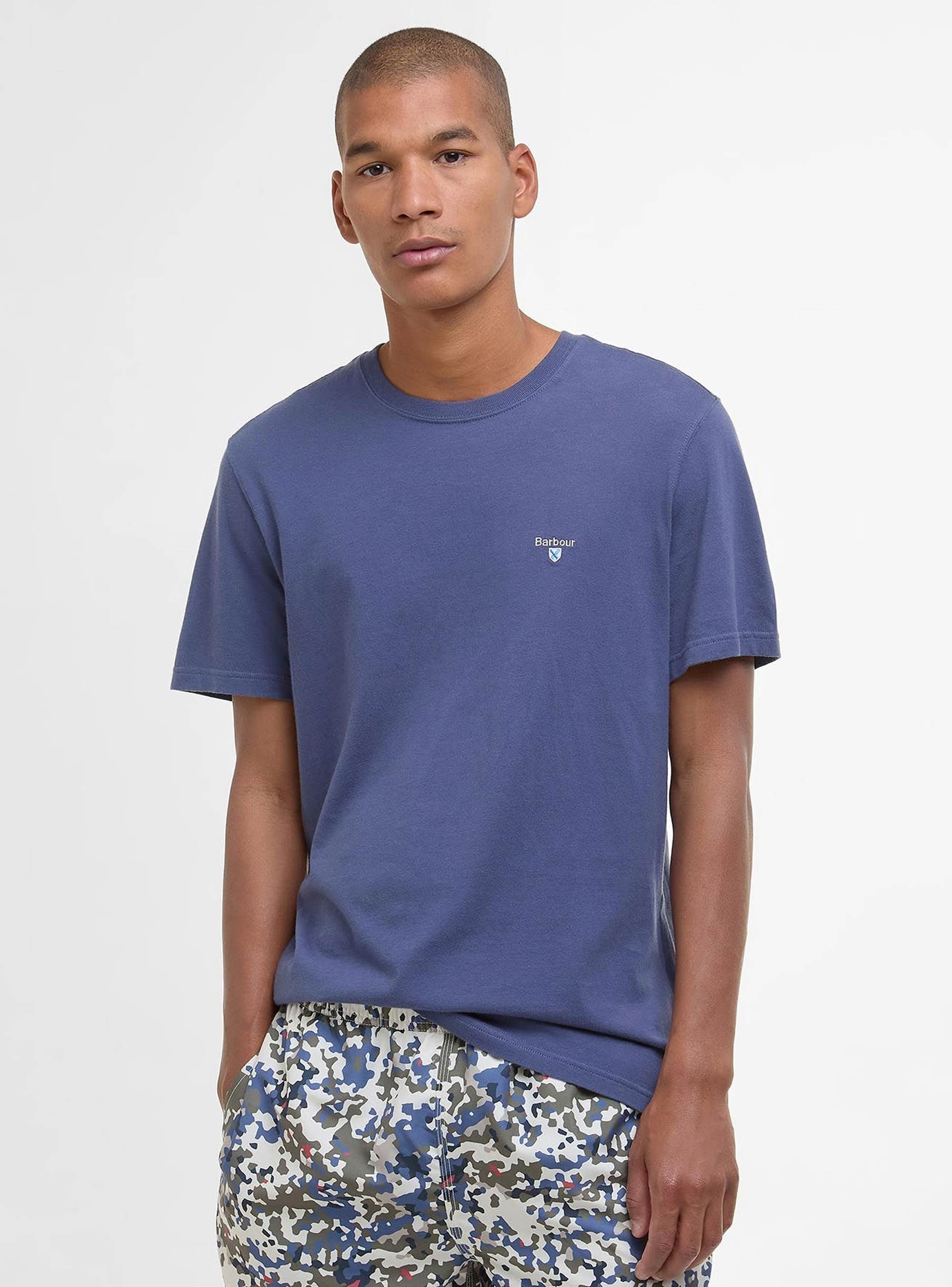 Barbour Tartan Sports T-Shirt - Sky Blue