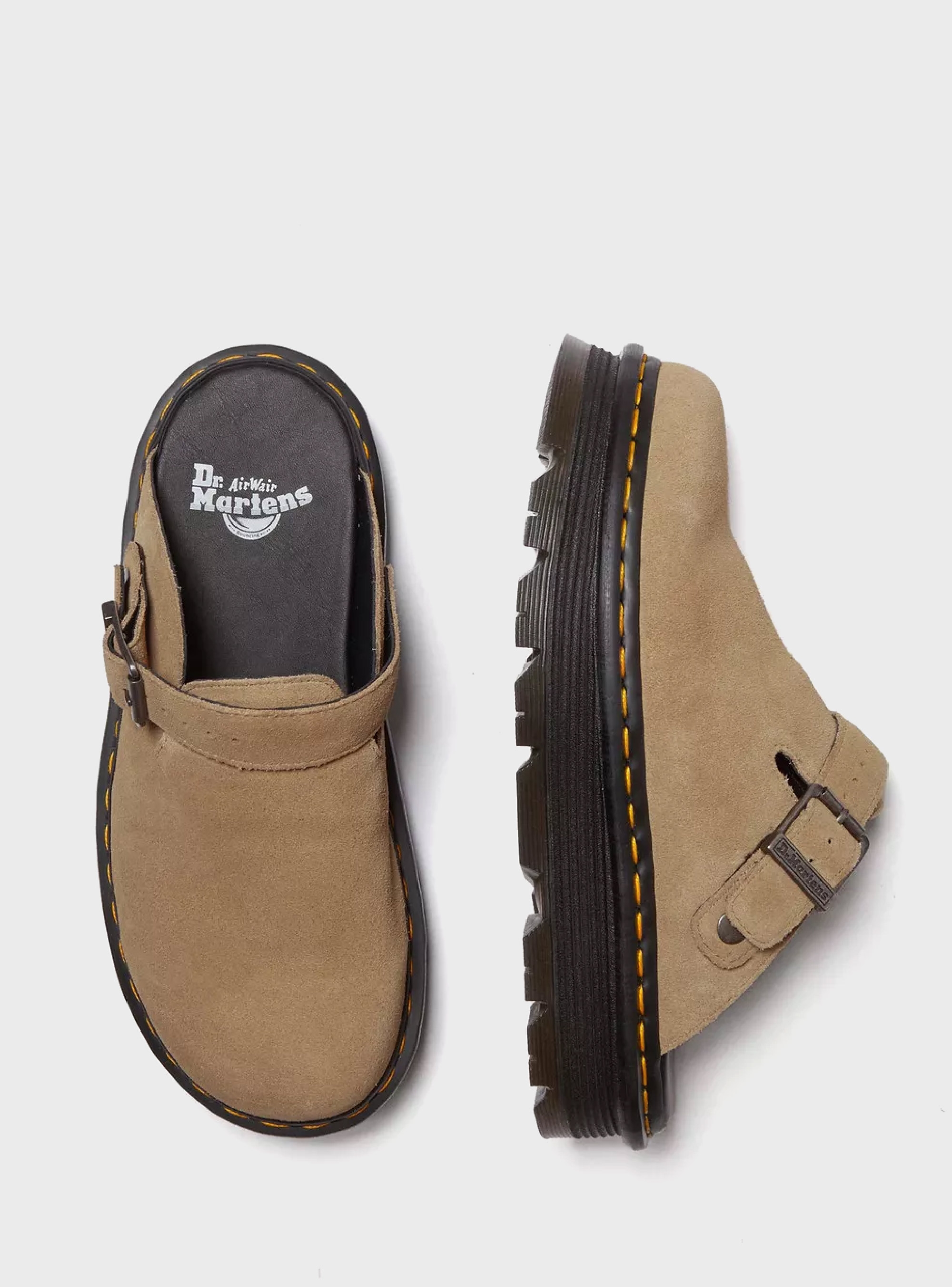 Dr Martens Zebzag Suede Casual Slingback Platform Mules - Beige