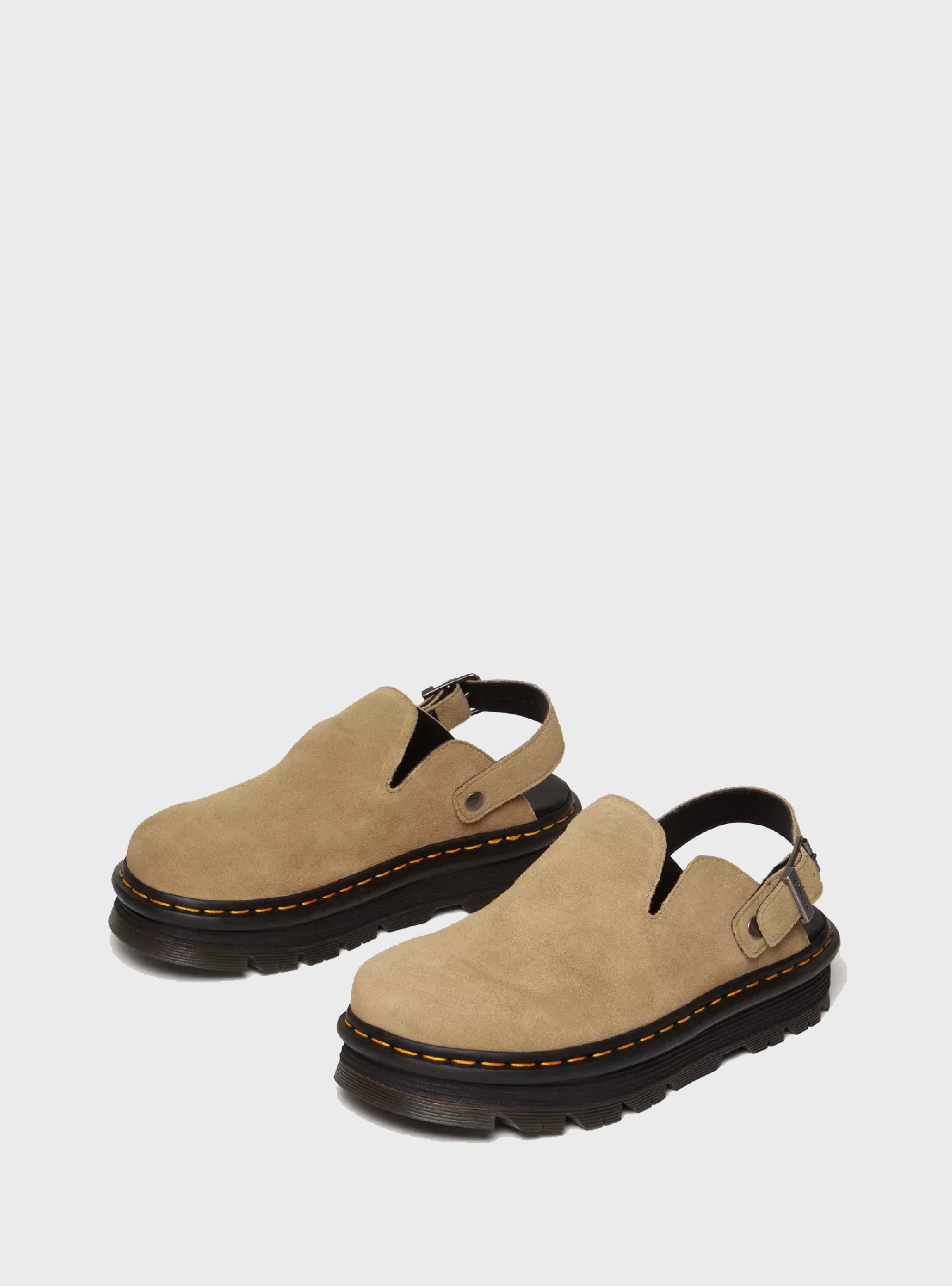 Dr Martens Zebzag Suede Casual Slingback Platform Mules - Beige