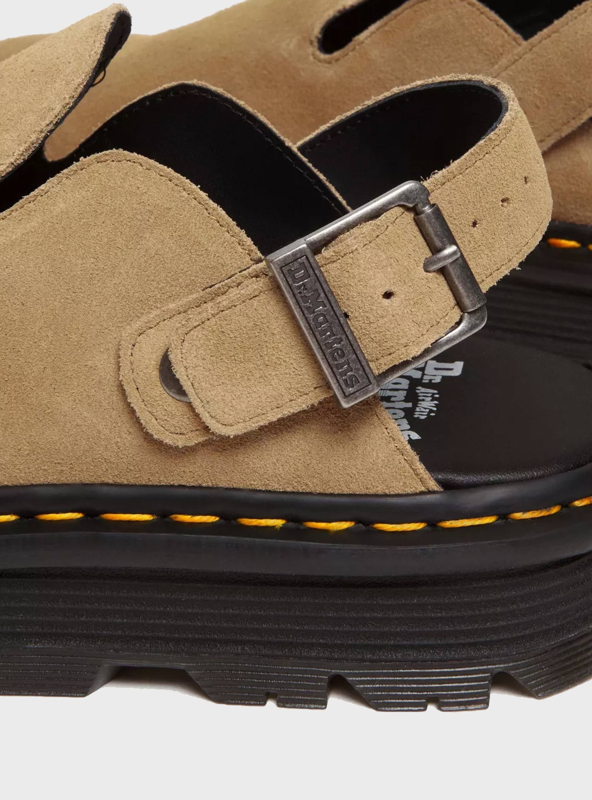 Dr Martens Zebzag Suede Casual Slingback Platform Mules - Beige