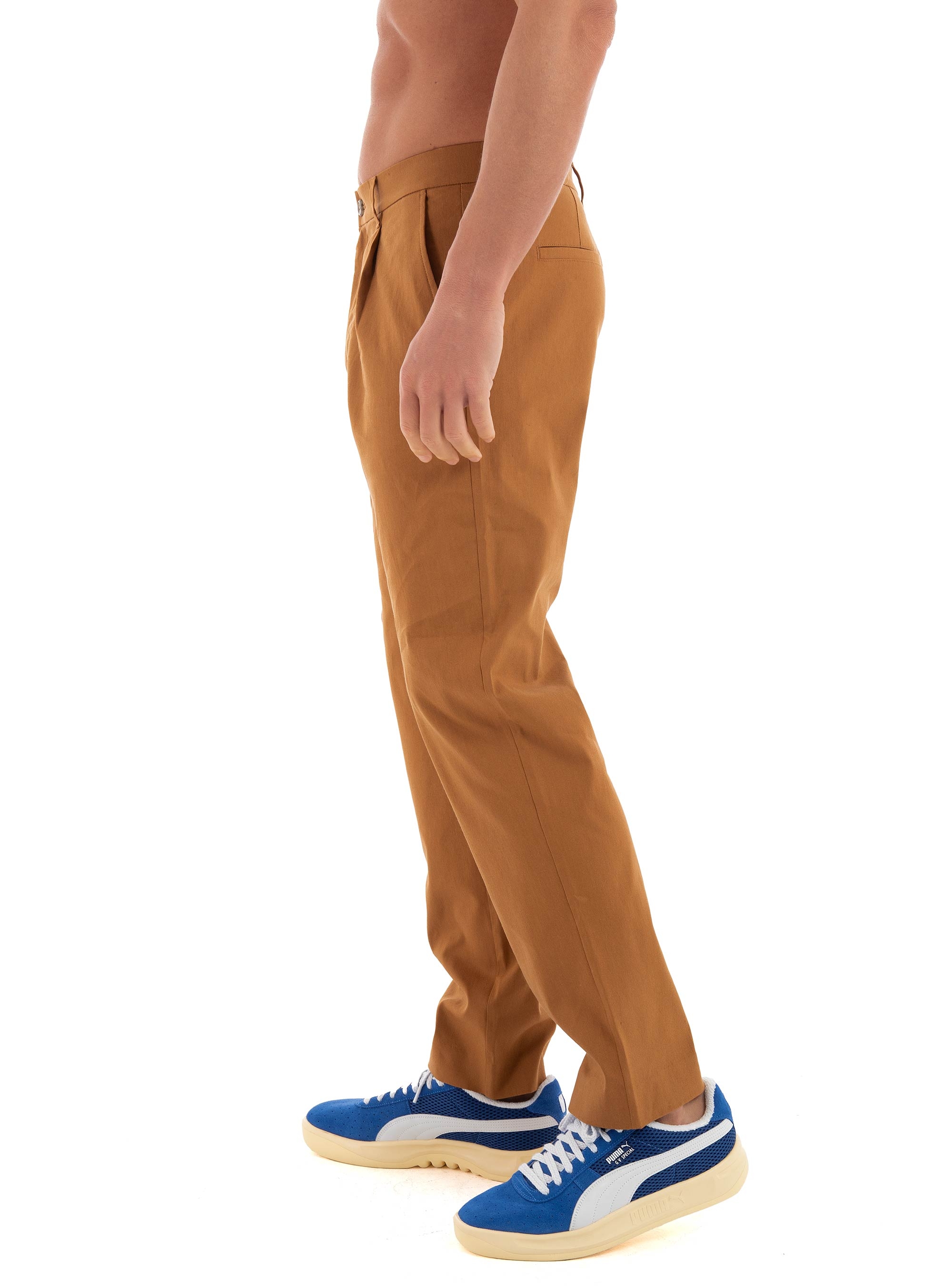 Calvin Klein Linen Lyocell Stretch Tapered Pants - Camel