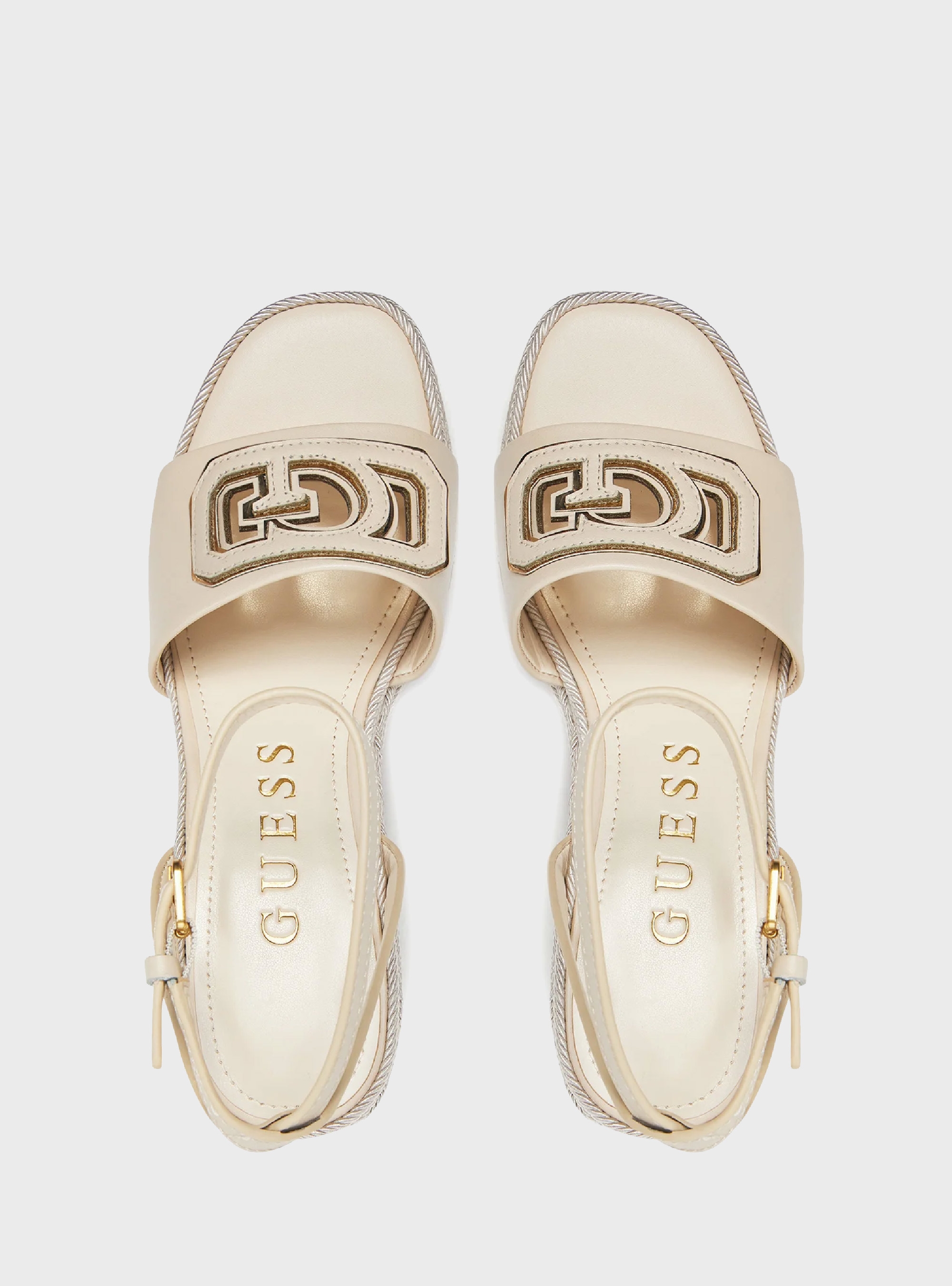 Guess Tanvee Leather Blend Sandals - Cream