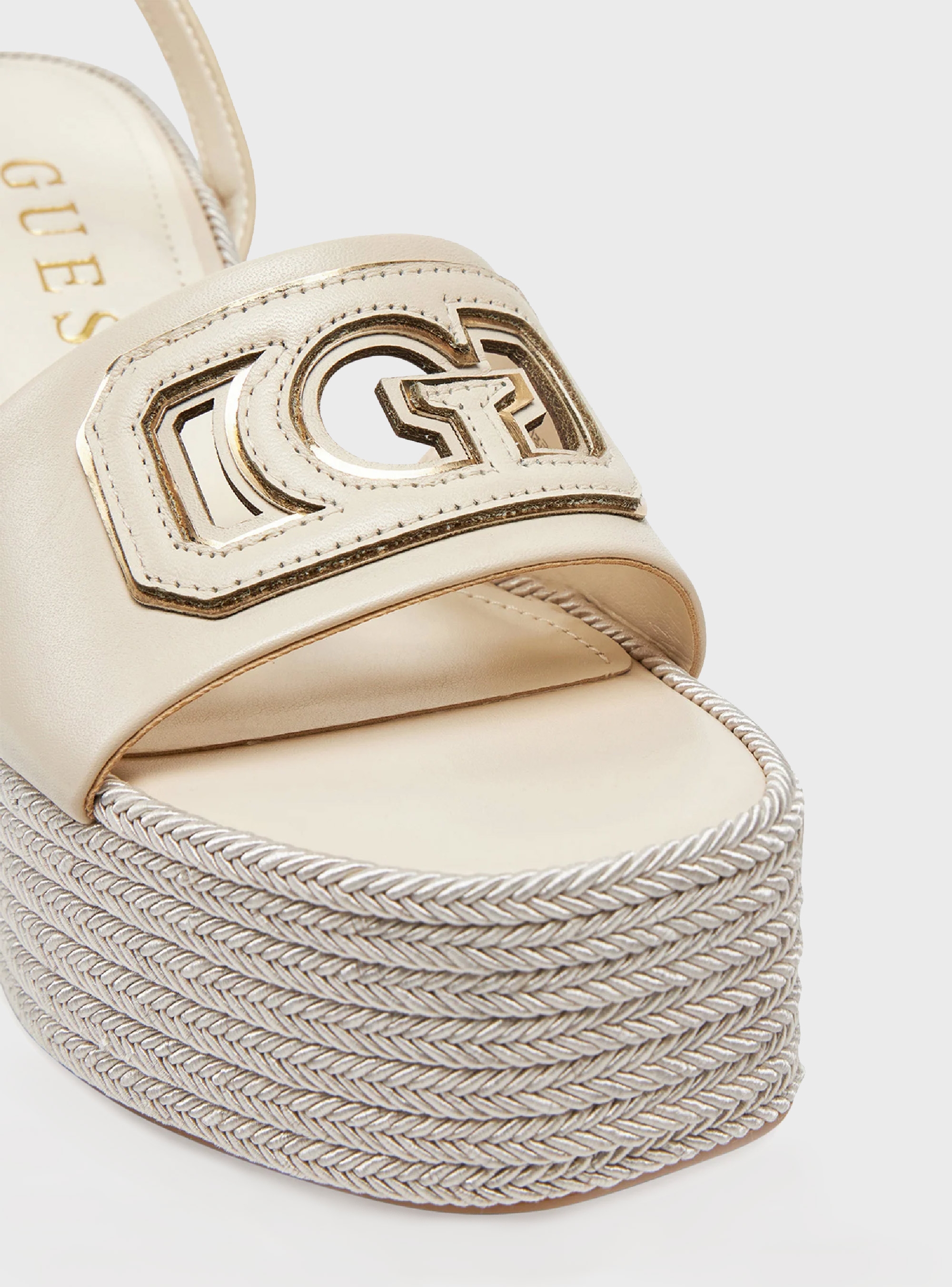 Guess Tanvee Leather Blend Sandals - Cream