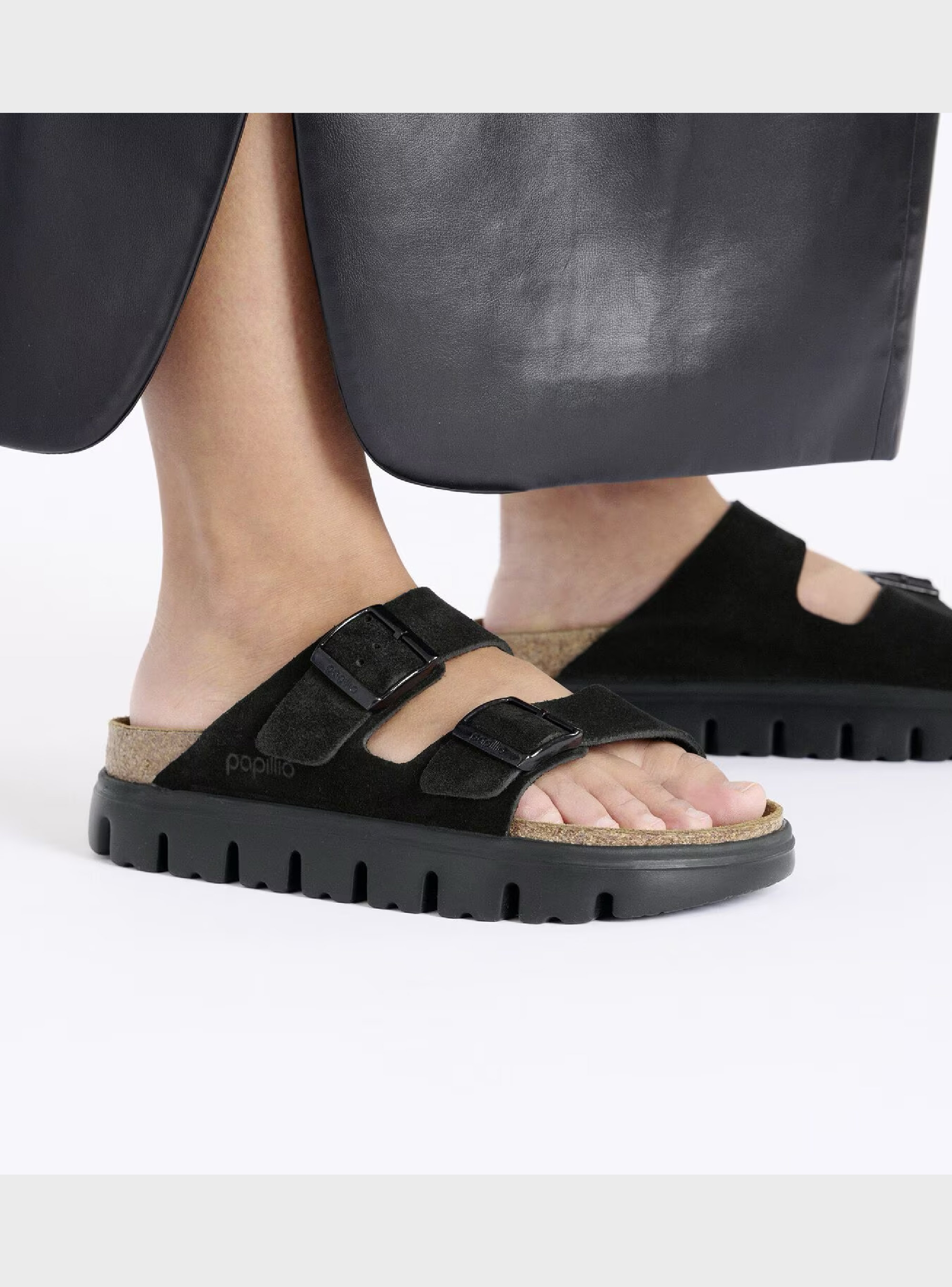 Birkenstock X Papillio Arizona Platform Suede Narrow Fit Sandals - Black