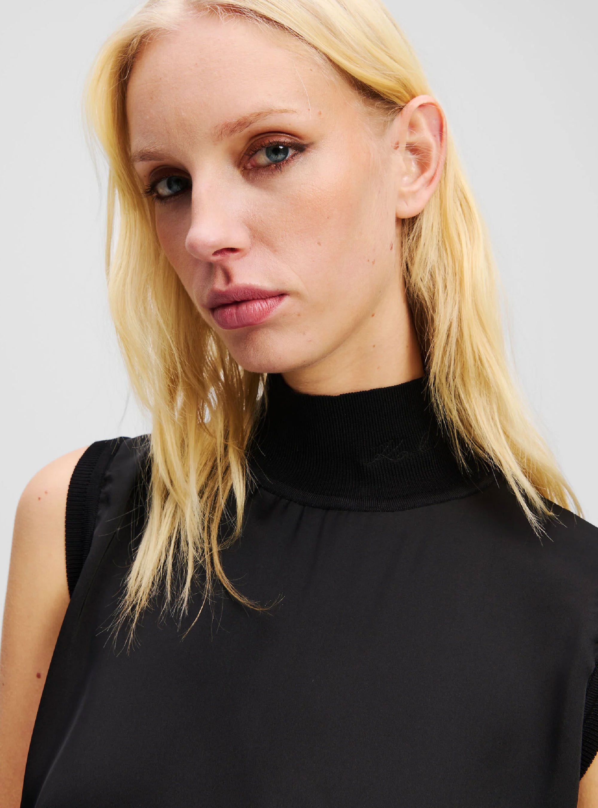 Karl Lagerfeld Sleeveless Satin Top - Black
