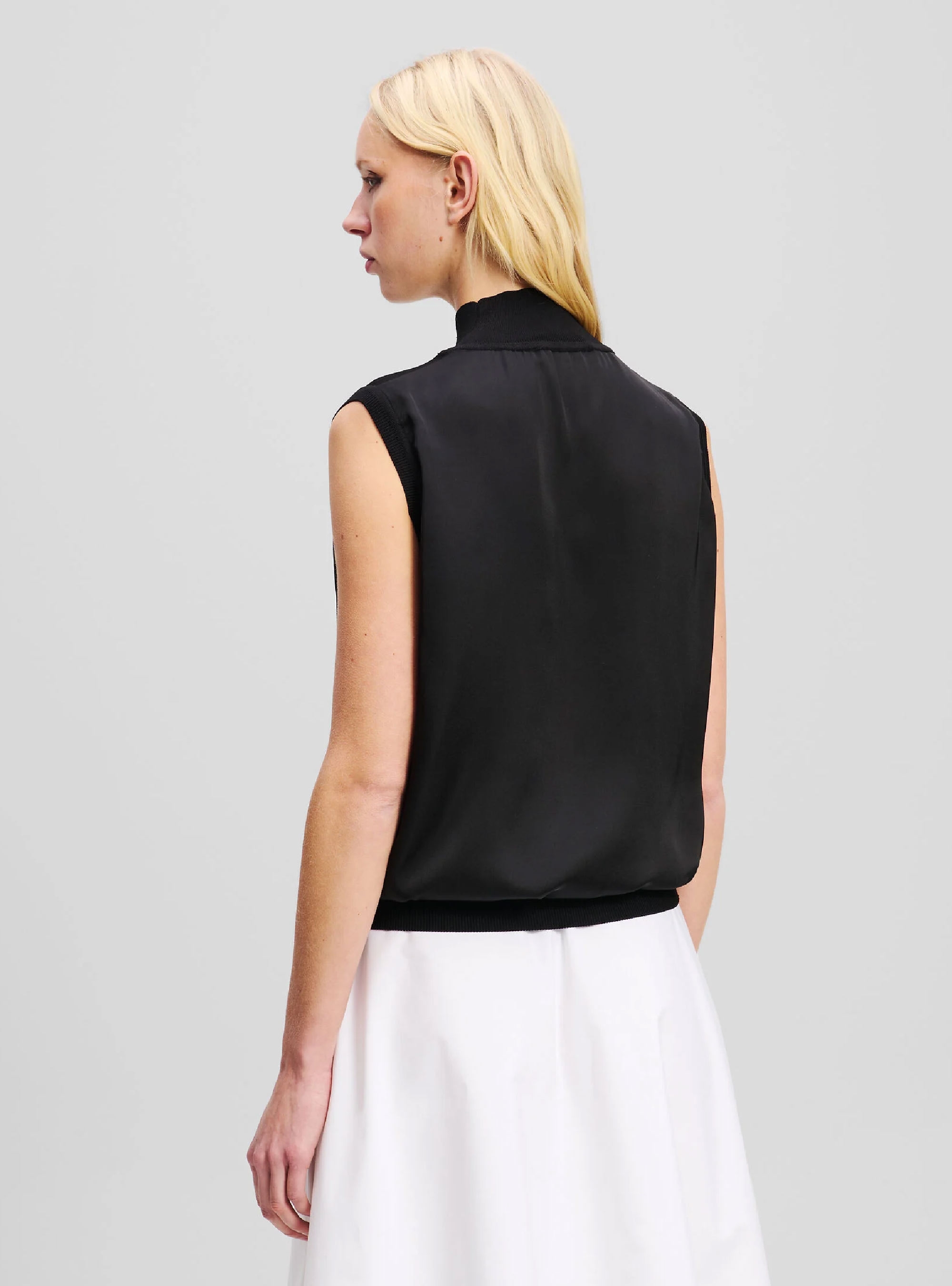Karl Lagerfeld Sleeveless Satin Top - Black