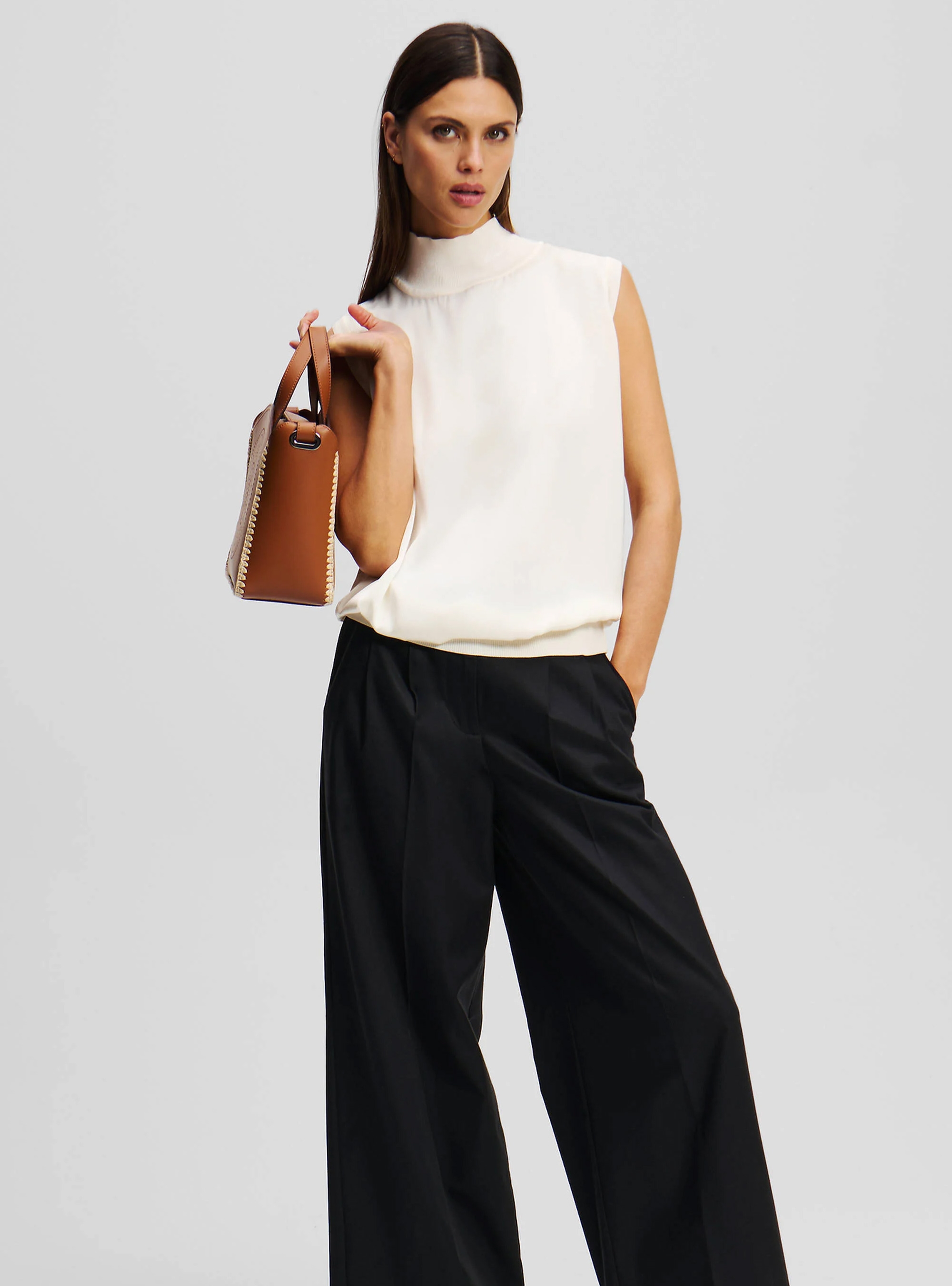 Karl Lagerfeld Sleeveless Satin Top - Cream