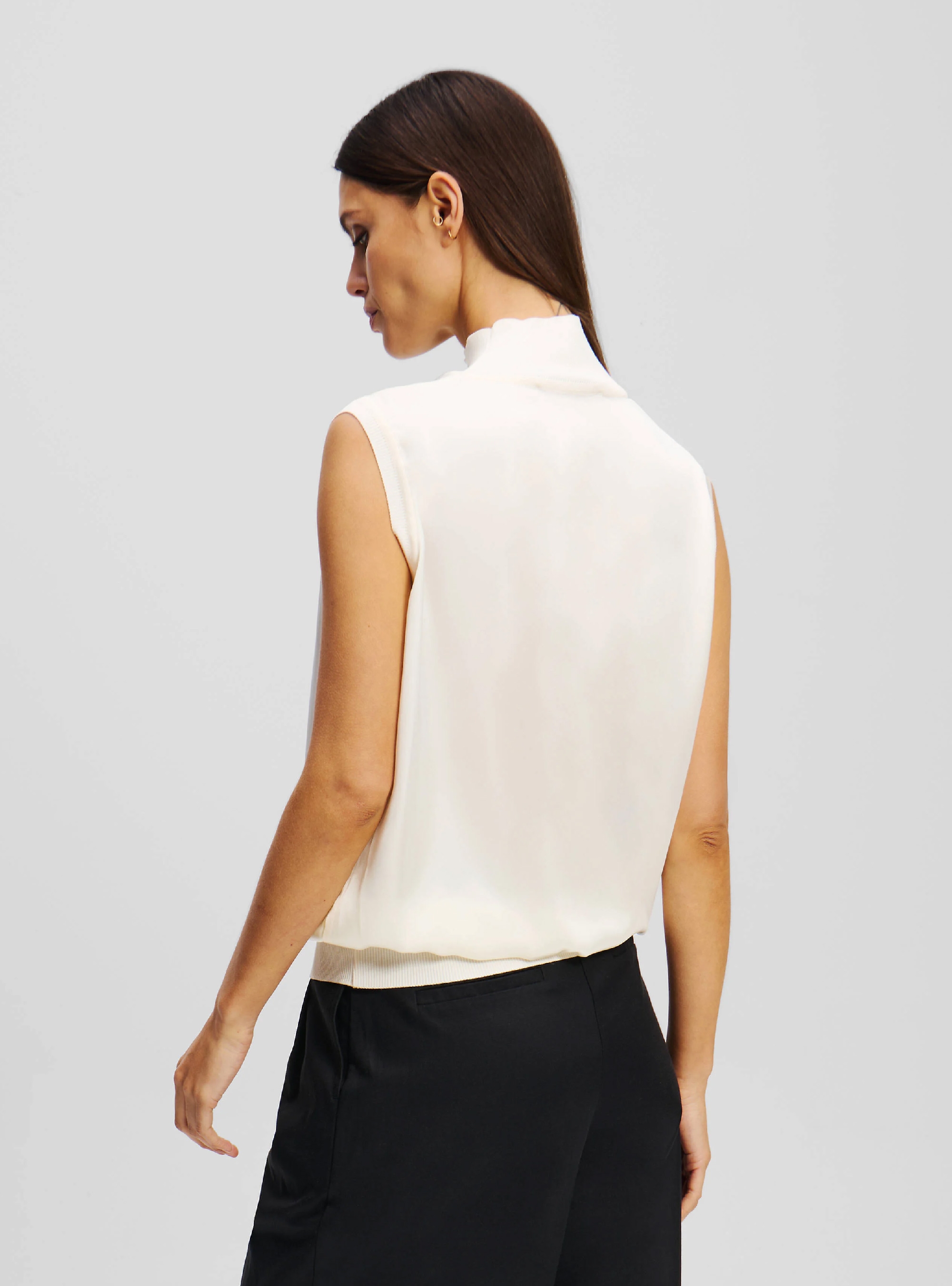 Karl Lagerfeld Sleeveless Satin Top - Cream