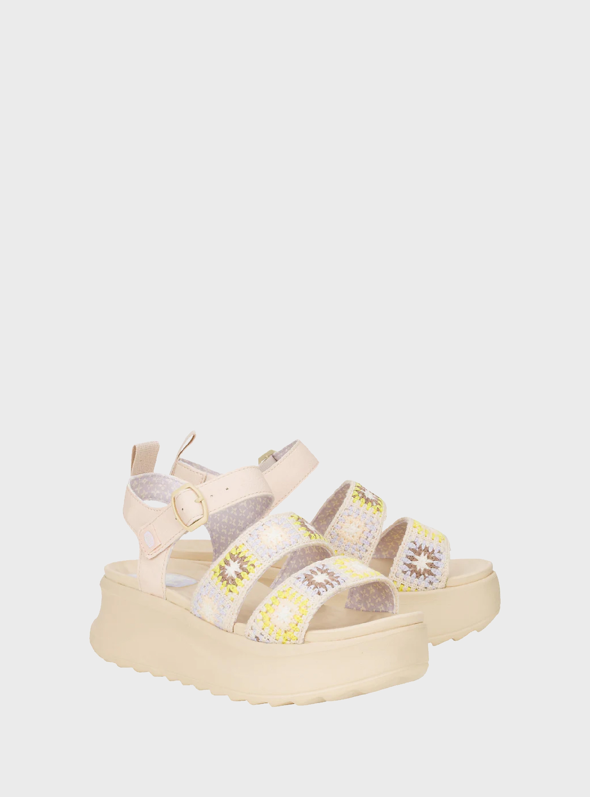 Hey Dude Delray Buckle Cottage Crochet Sandals - Ecru