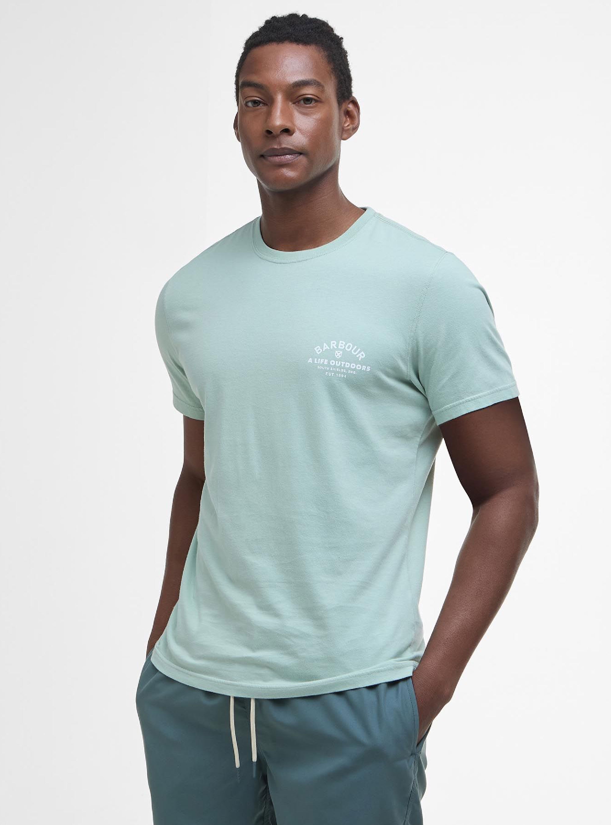 Barbour Cranmer Logo T-Shirt - Light Aquamarine
