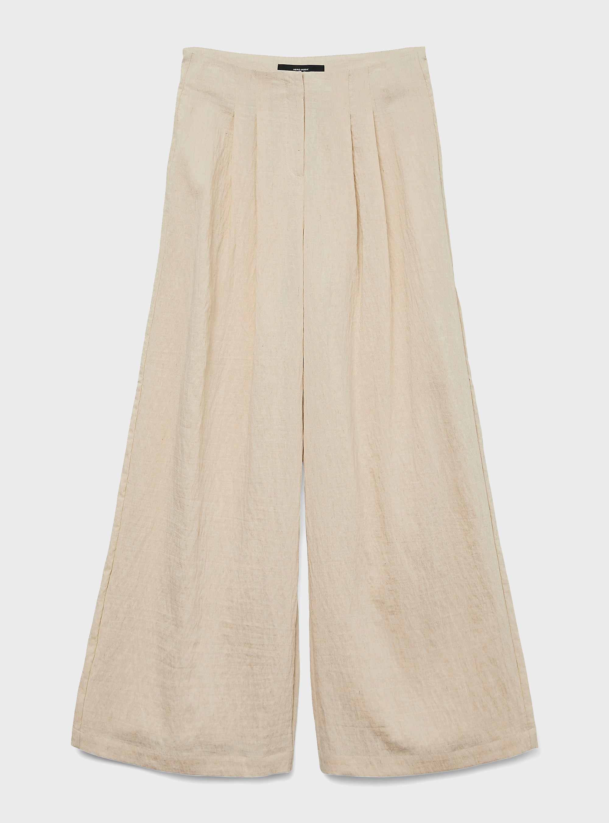 VERO MODA FEA MID WAIST PALAZZO PANTS - Light Beige