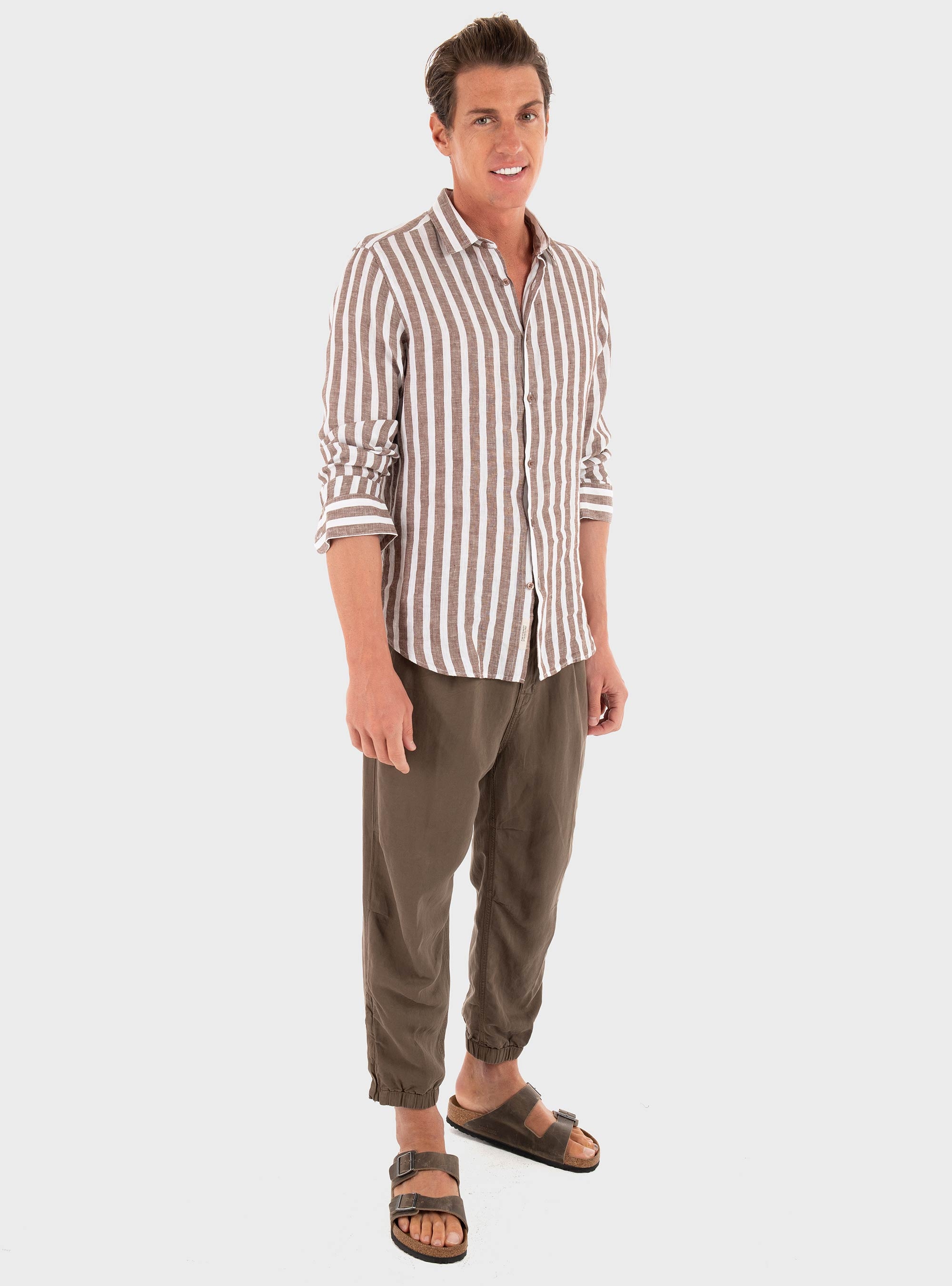 Drykorn Ligor Utility Linen Blend Trousers - Olive 