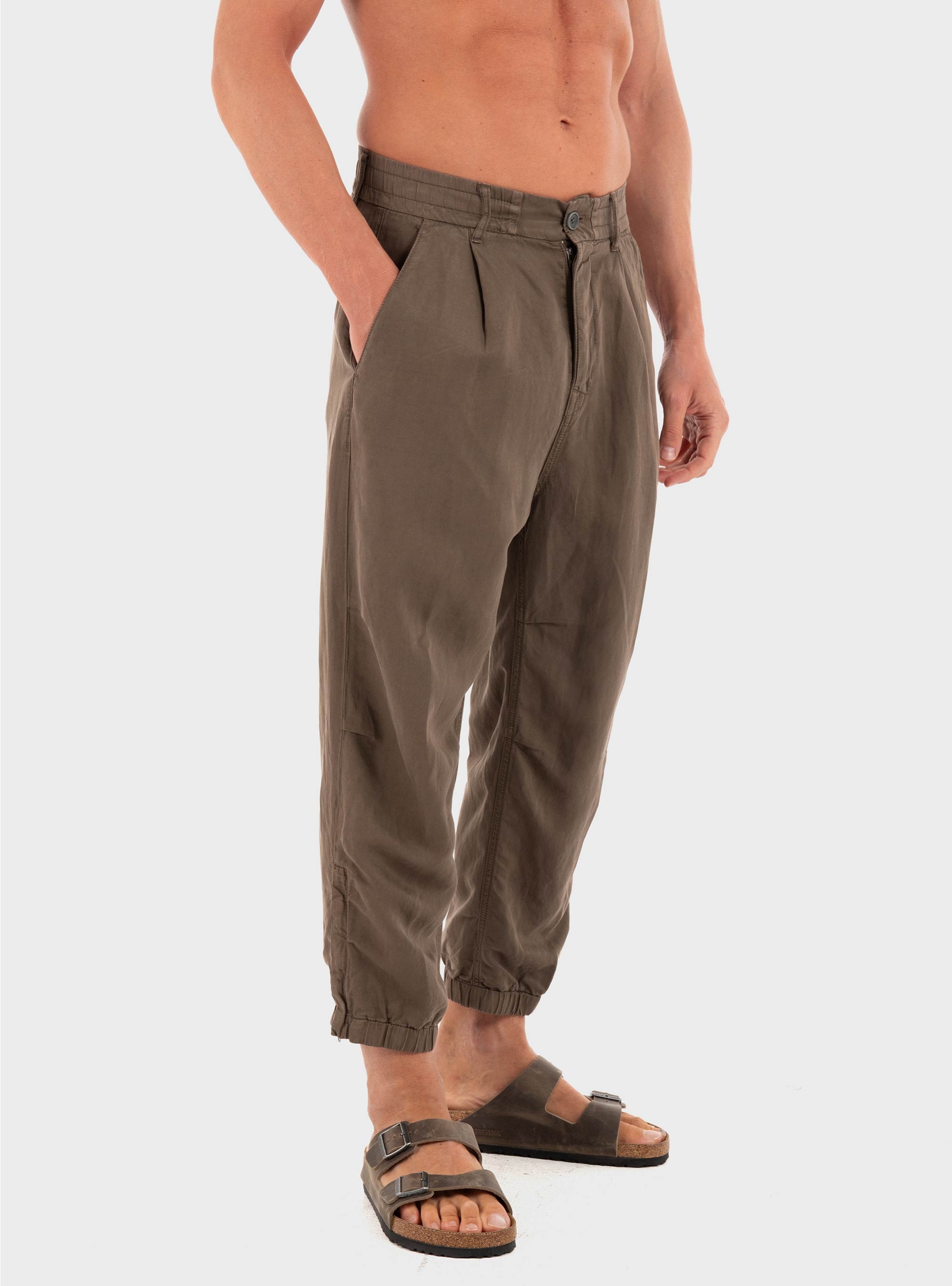 Drykorn Ligor Utility Linen Blend Trousers - Olive 